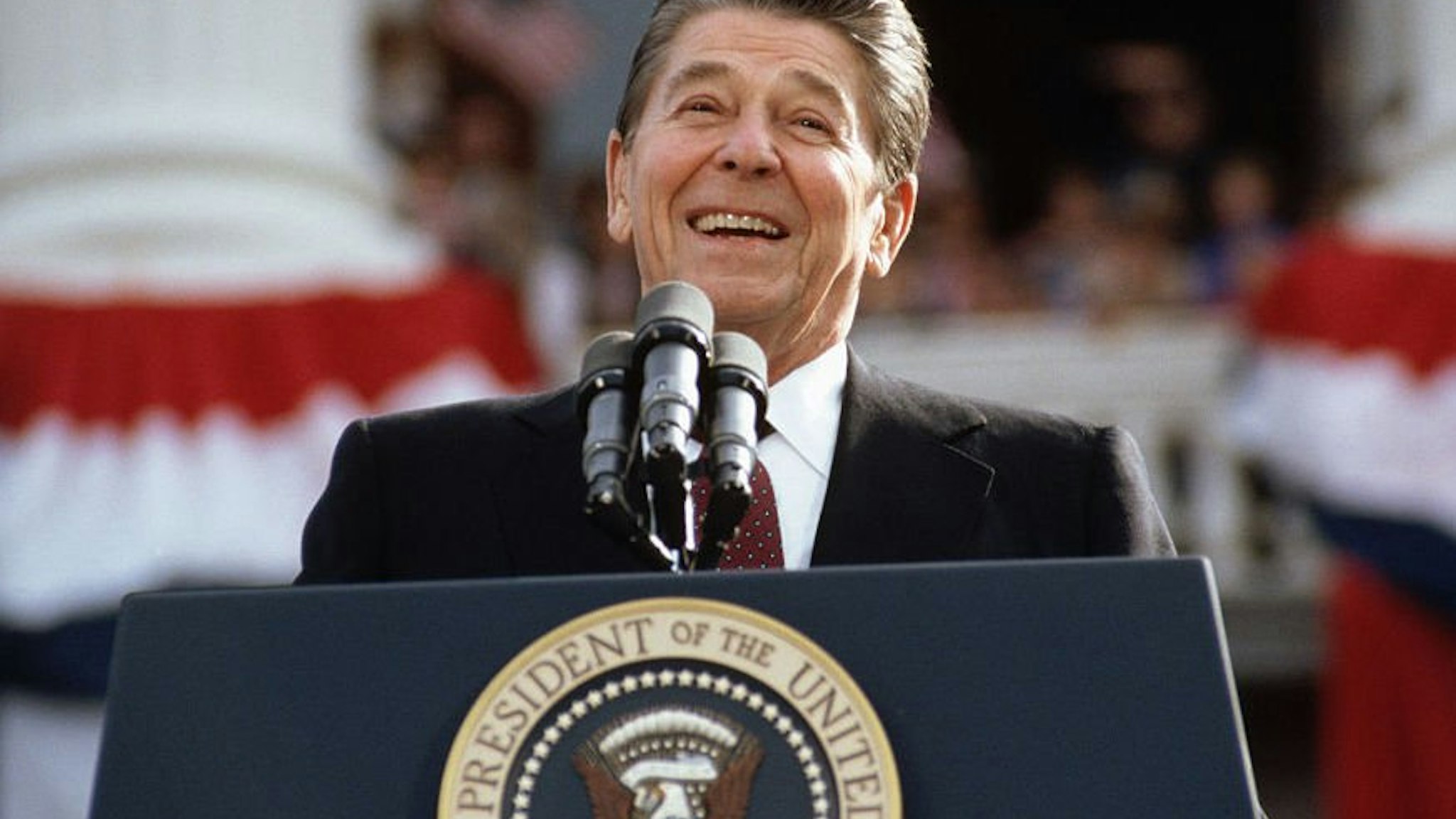 Ronald Reagan Giving A Speech