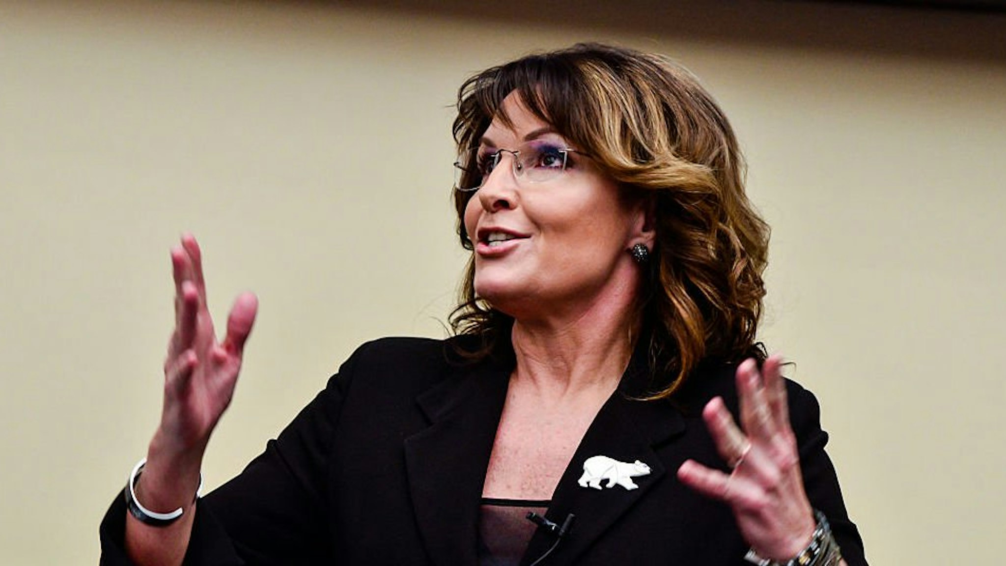 Former Governor Sarah Palin speaks during the "Climate Hustle" panel discussion at the Rayburn House Office Building on April 14, 2016 in Washington, DC.
