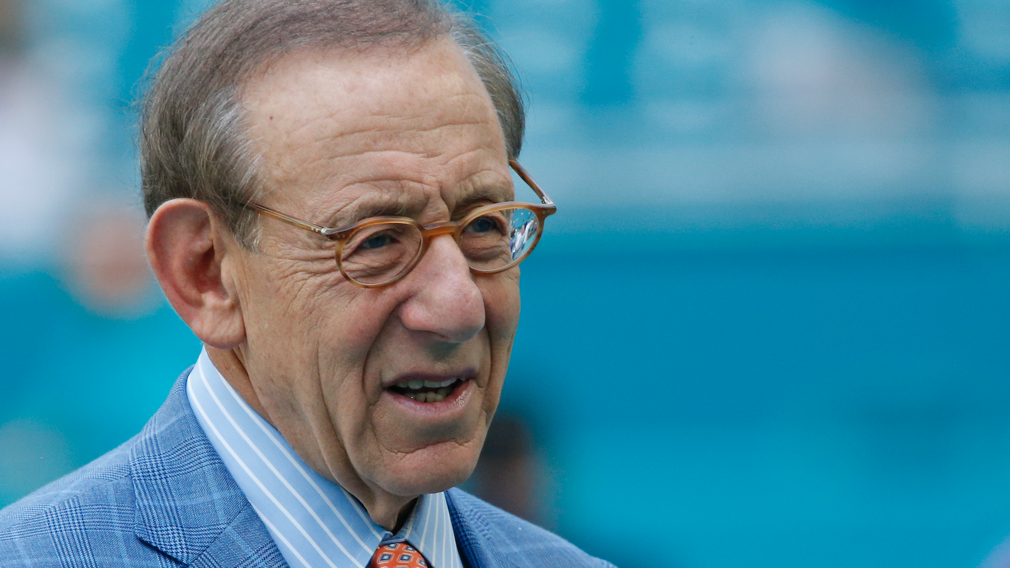 Chairman of the Board/Managing General Partner Stephen M. Ross of the Miami Dolphins watches the team warm up prior to the NFL game against the New York Jets on November 4, 2018 at Hard Rock Stadium in Miami Gardens, Florida. The Dolphins defeated the Jet