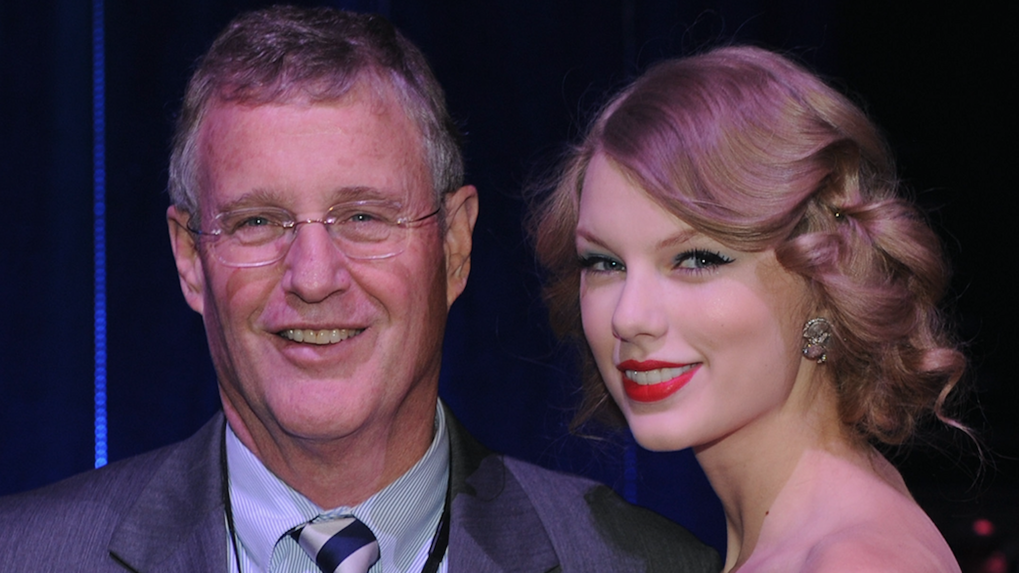 Scott Swift and Honoree/Daughter Taylor Swift at the 2011 CMT Artists of the year celebration at the Bridgestone Arena on November 29, 2011 in Nashville, Tennessee.