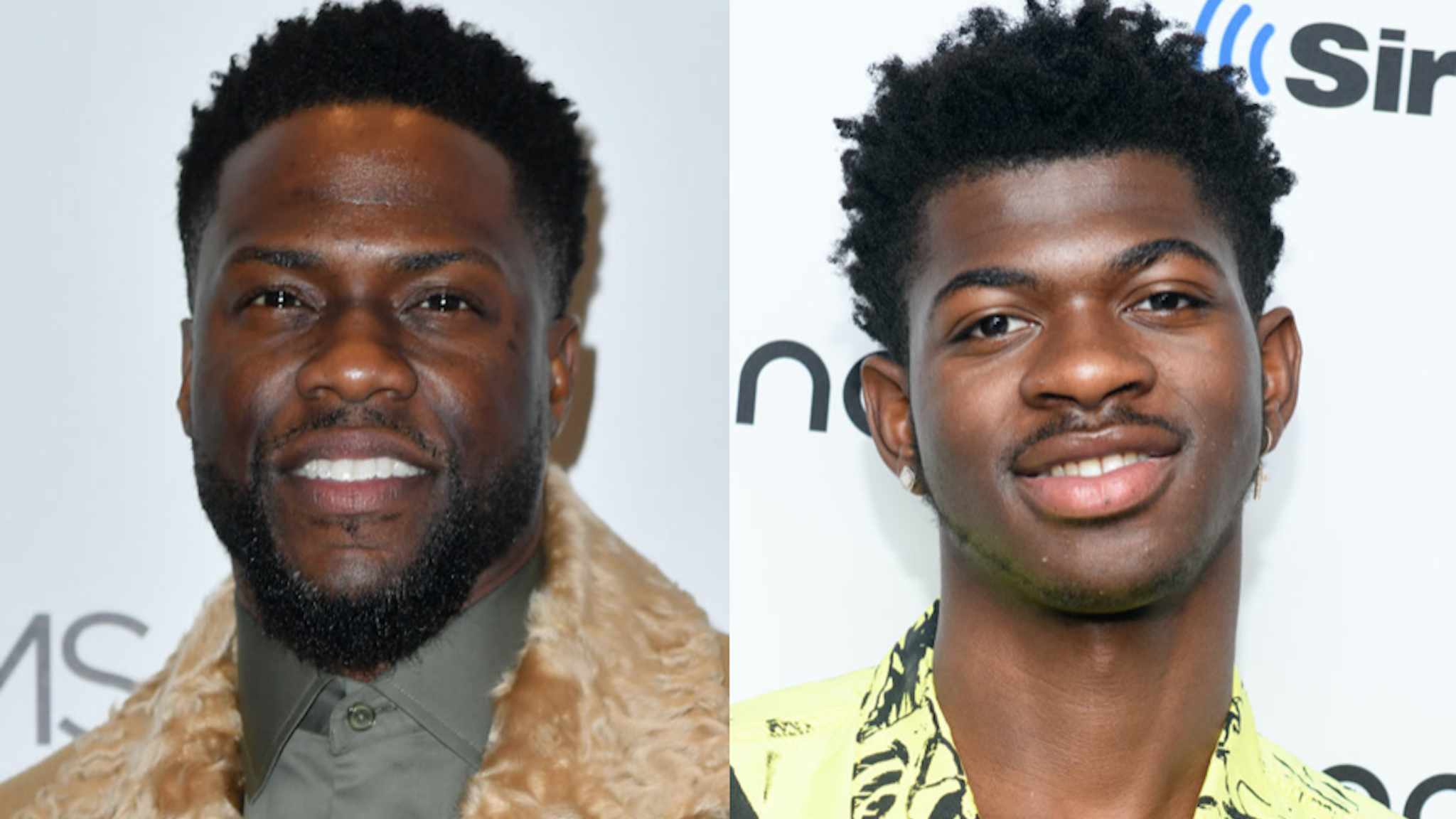 Actor Kevin Hart attends The MOMS Mamarazzi event to celebrate "The Upside" on January 9, 2019 at the New York Institute of Technology in New York City.//Lil Nas X visits the SiriusXM Studios on August 28, 2019 in New York City.