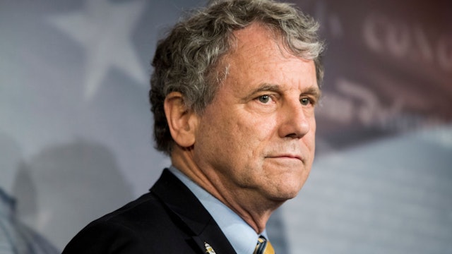 Sherrod Brown, D-Ohio, participates in the press conference on the nomination of Chad Readler