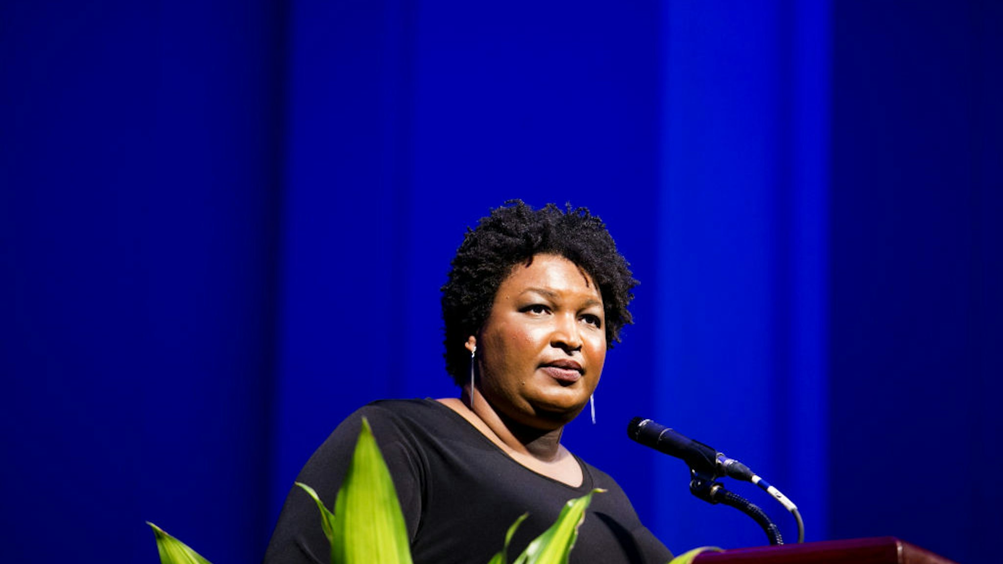 Stacey Abrams, former state Representative from Georgia, pauses while speaking during the 110th NAACP Annual Convention in Detroit, Michigan, U.S., on Monday, July 22, 2019. Democrats are launching a campaign in seven battleground states to make the case against Donald Trump's economy, seeking to neutralize the president's strongest political asset as his re-election campaign heats up.