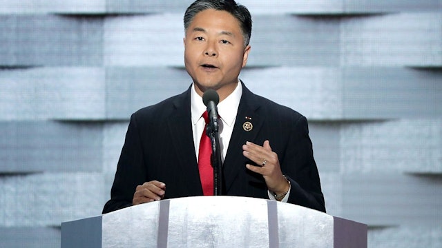 Ted Lieu delivers remarks on the fourth day of the Democratic National Convention