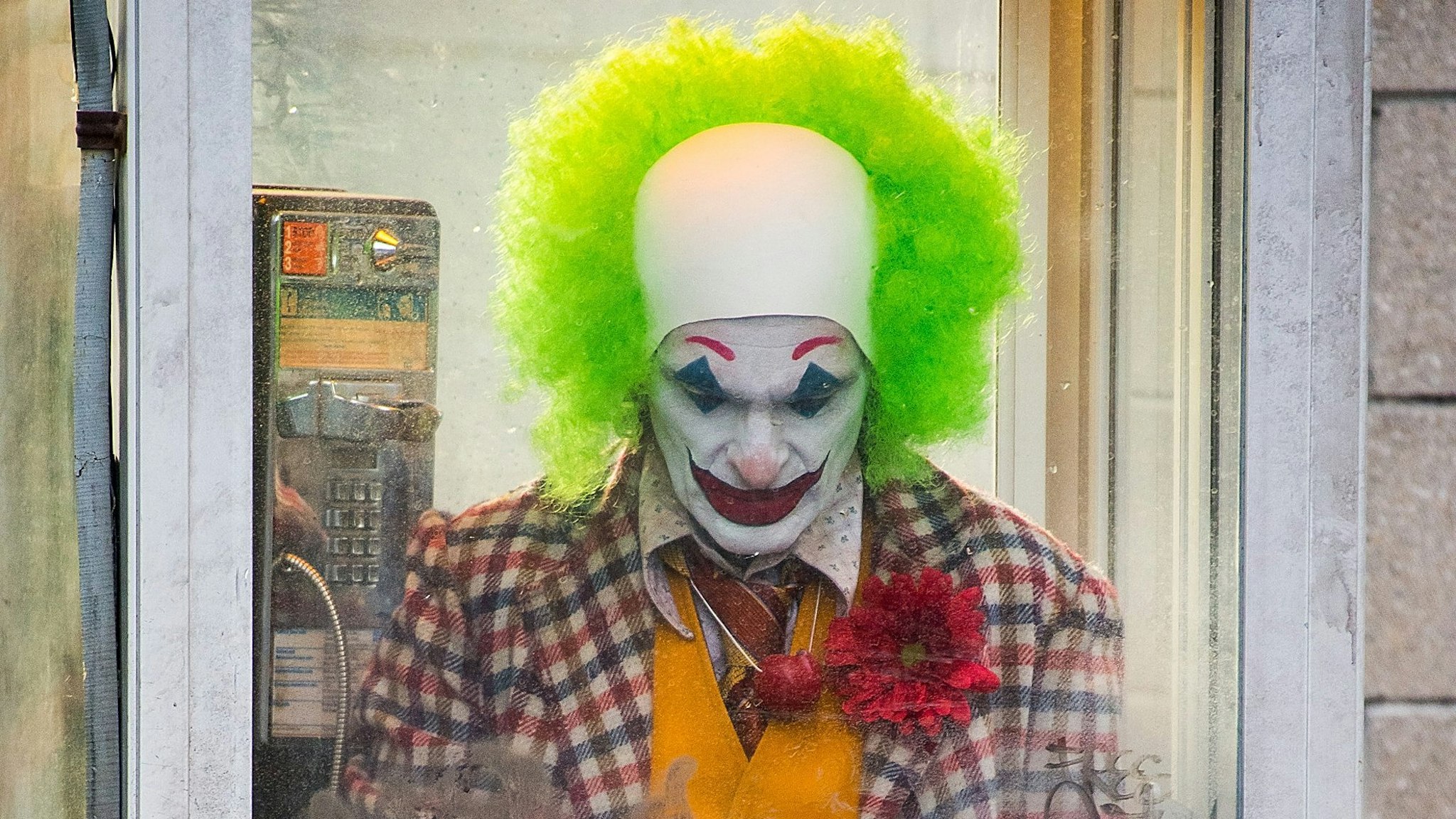 Joaquin Phoenix is seen filming a scene for 'Joker' in Brooklyn on September 24, 2018 in New York City.