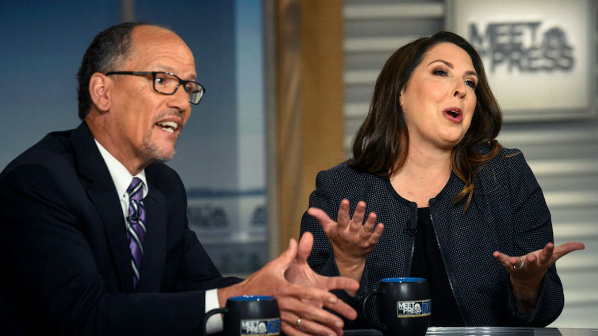 DNC Chair Tom Perez and RNC Chair Ronna McDaniel appear on "Meet the Press" in Washington, D.C., Sunday, July 9, 2017.