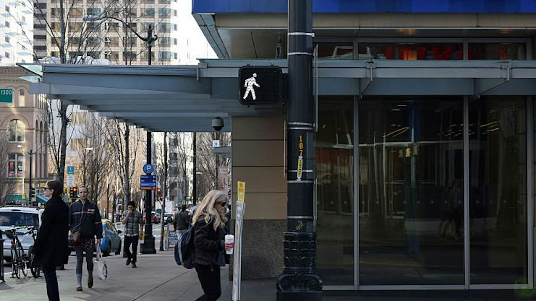 Pedestrians walk by this downtown Seattle, Washington location.