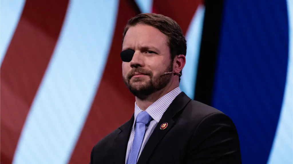Rep. Dan Crenshaw (R-TX), speaks at the 2019 American Israel Public Affairs Committee (AIPAC) Policy Conference, at the Walter E. Washington Convention Center in Washington, D.C., on Monday, March 25, 2019.