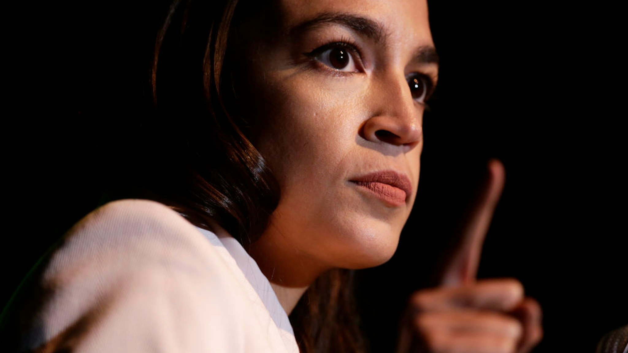 Alexandria Ocasio-Cortez speaks during a rally at Howard University