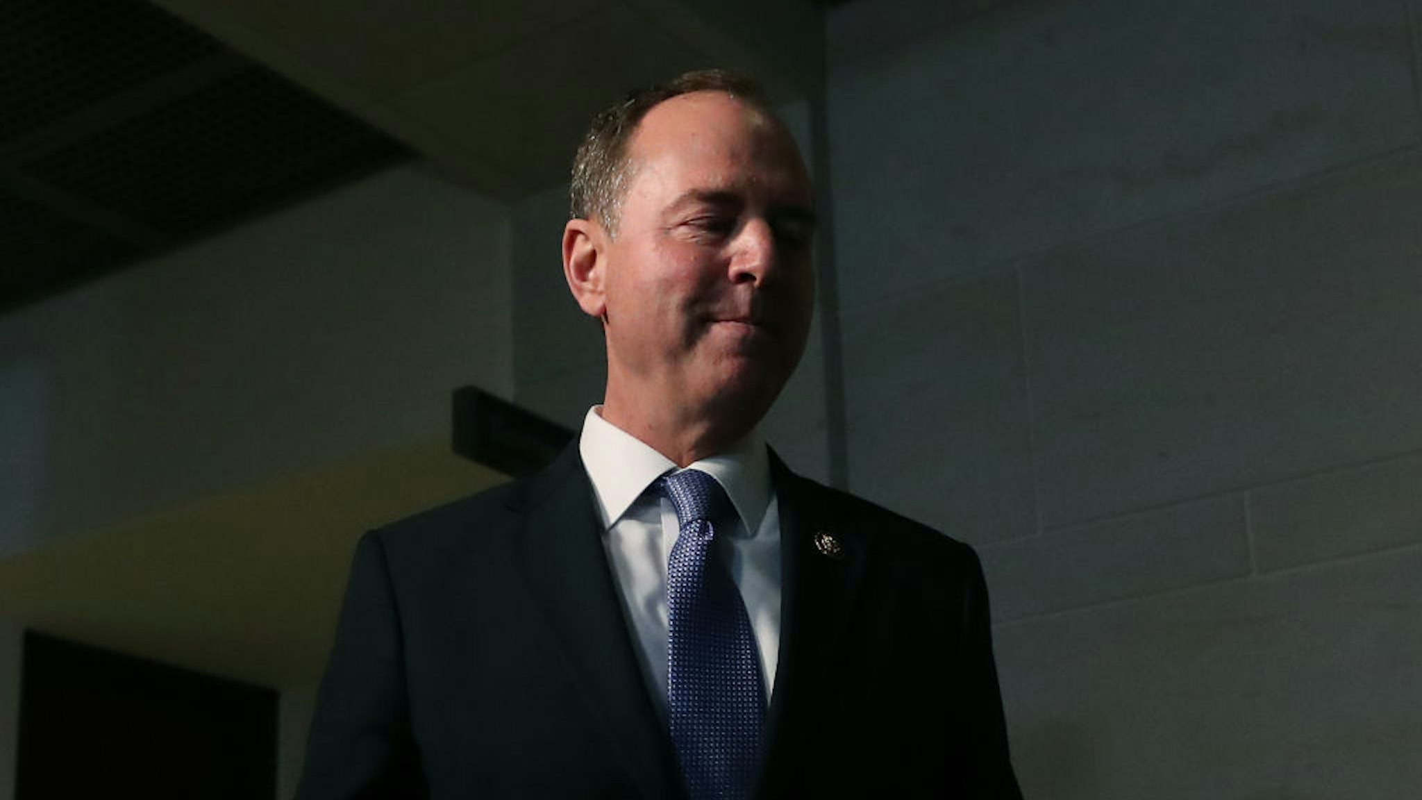 House Intelligence Committee Chairman Adam Schiff (D-CA) speaks to the media after attending a closed door meeting where former US Special Envoy for Ukraine¬†Kurt Volker¬†was being interviewed at the U.S. Capitol October 03, 2019 in Washington, DC. Volker is the first official to testify on the¬†whistleblowers charges that President Donald Trump tried to pressure Ukraine to investigate his Democratic rival Joe Biden. (Photo by Mark Wilson/Getty Images)