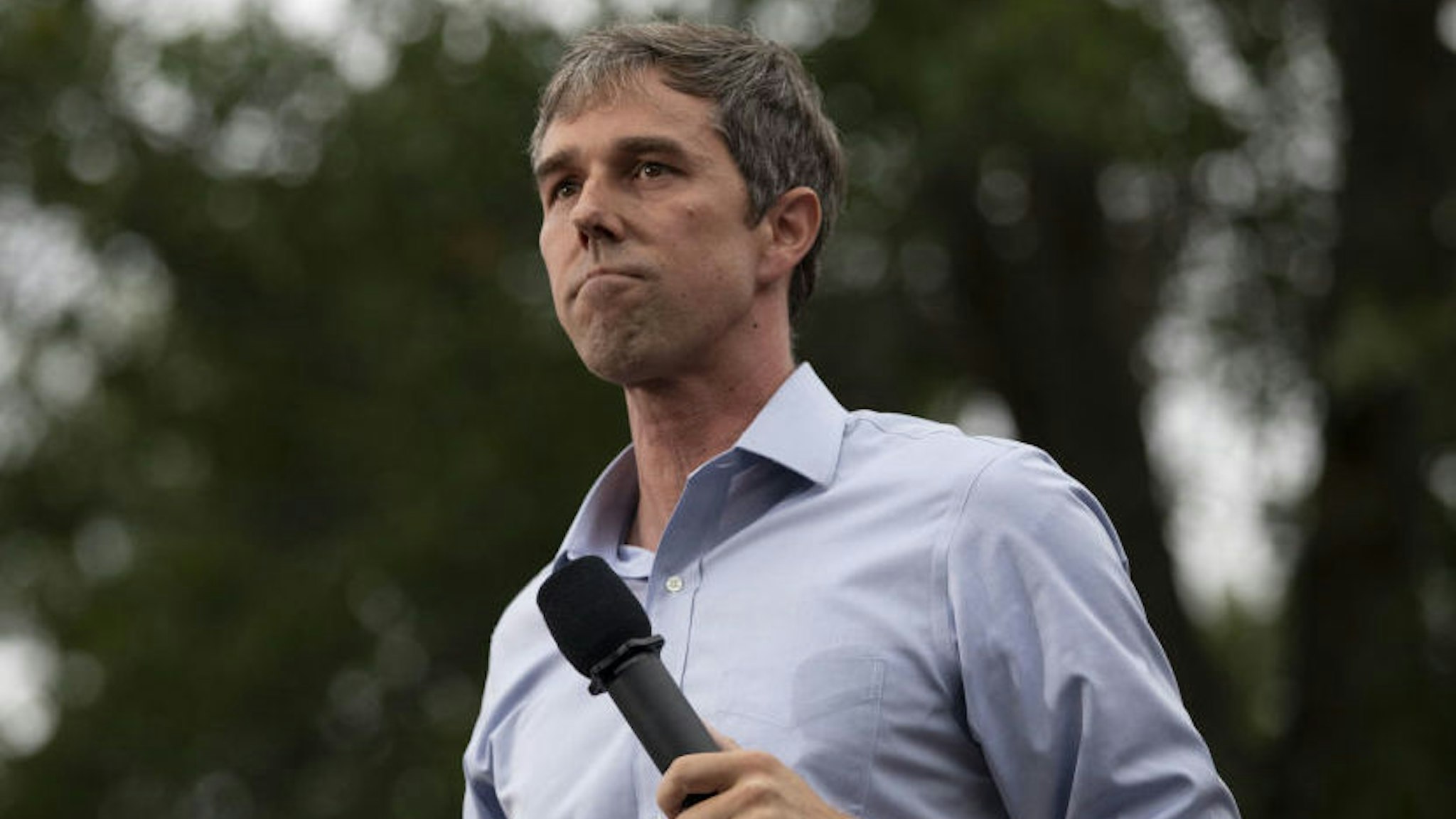 Beto O'Rourke, former Representative from Texas and 2020 Democratic presidential candidate, pauses while speaking at the Polk County Steak Fry in Des Moines, Iowa, U.S., on Saturday, Sept. 21, 2019. Presidential candidates gather in Iowa for the Polk County Democratic Party's largest annual steak fry in history, where they will work the grill and pitch the 12,000 expected attendees on their proposed ideas for the White House.