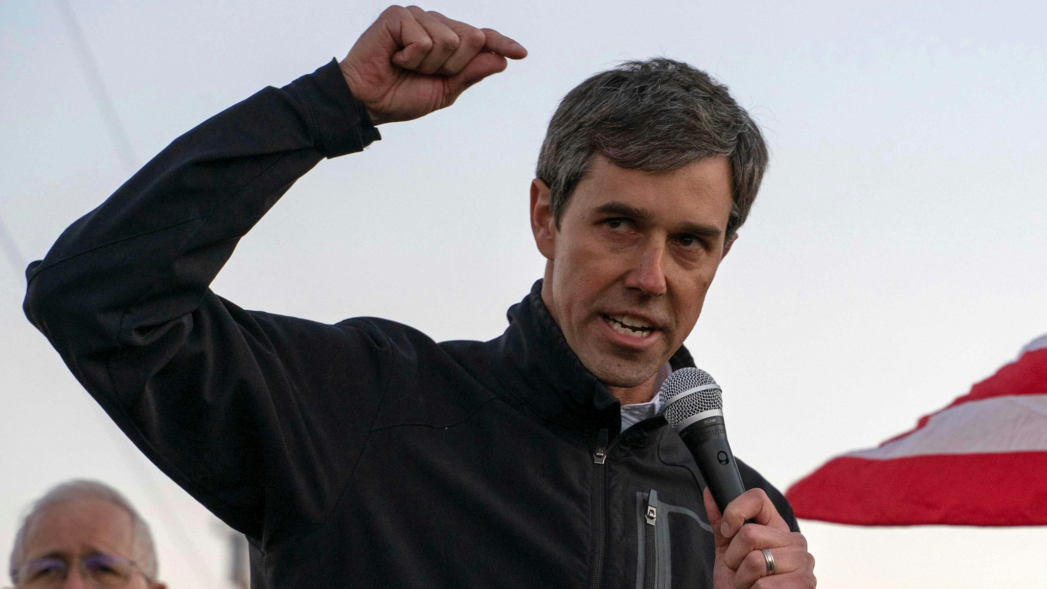 Former Texas Congressman Beto O'Rourke speaks to a crowd of marchers during the anti-Trump "March for Truth" in El Paso, Texas, on February 11, 2019.