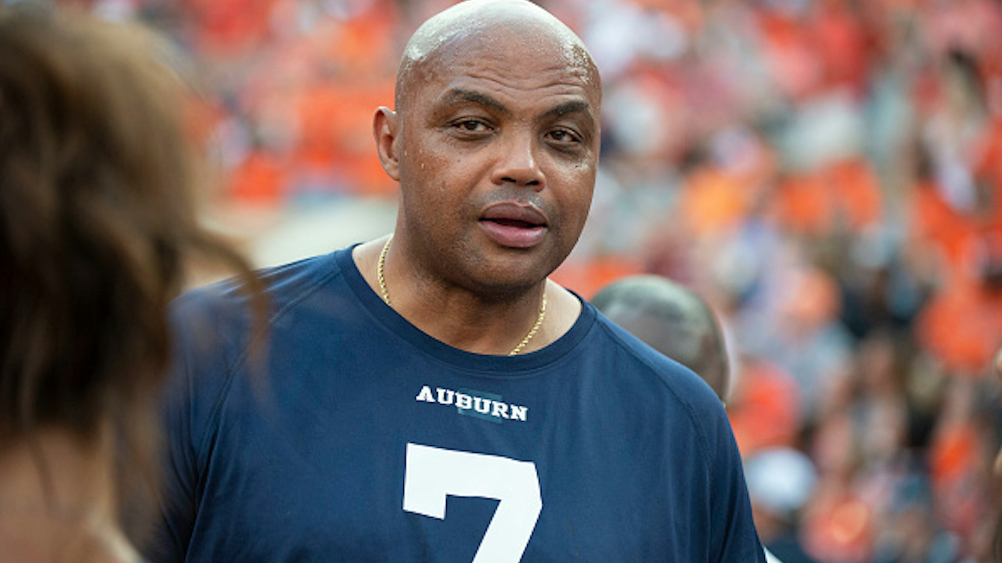 AUBURN, AL - SEPTEMBER 28: Charles Barkley talks with fans prior to the matchup between the Auburn Tigers and the Mississippi State Bulldogs at Jordan-Hare Stadium on September 28, 2019 in Auburn, AL