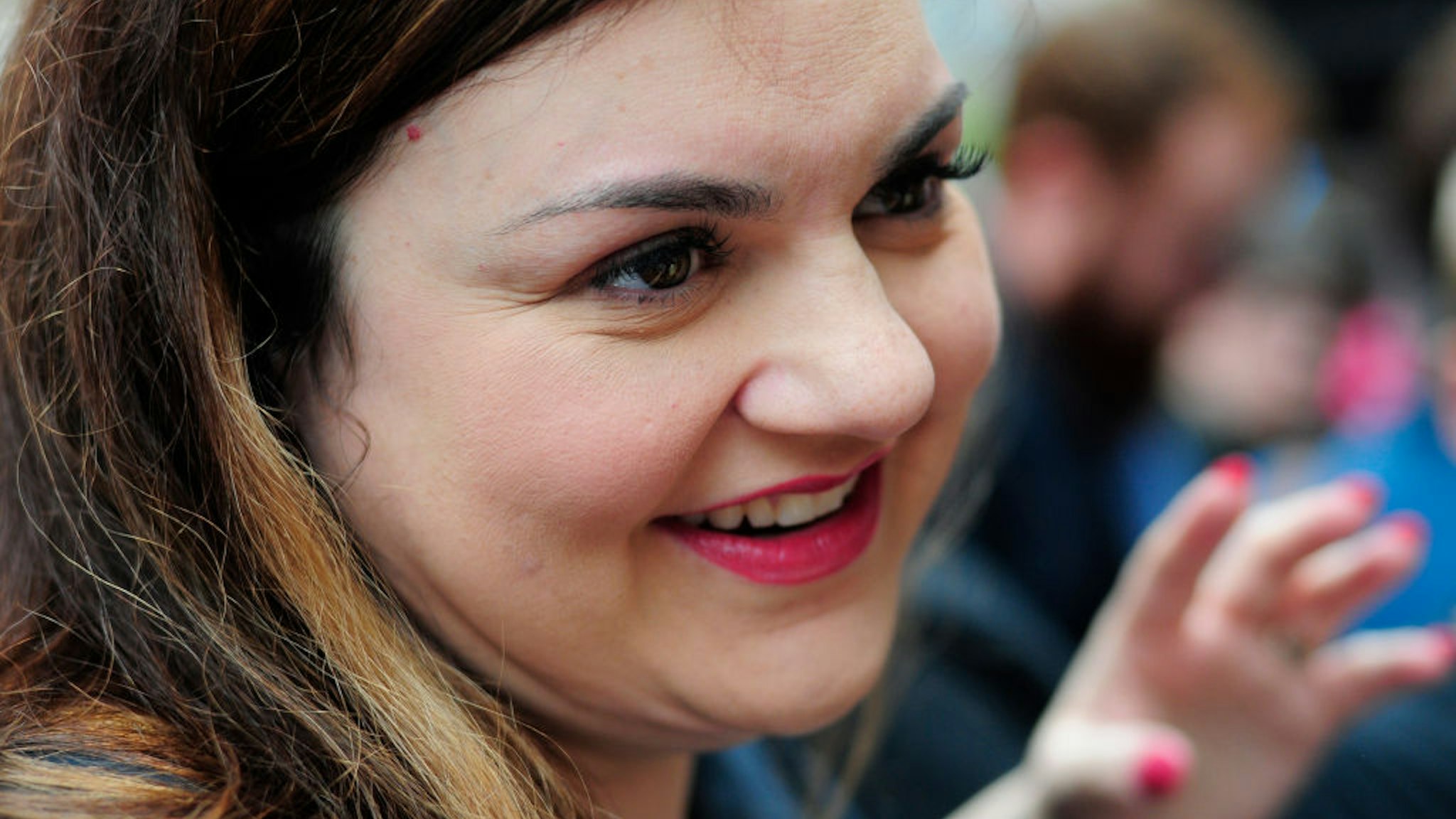 Author Abby Johnson speaks to a crowed of several hundred to protest on May 10, 2019 after Democratic State Representative Brian Simms posted a controversial video live streamed from the Center City Planned Parenthood location.