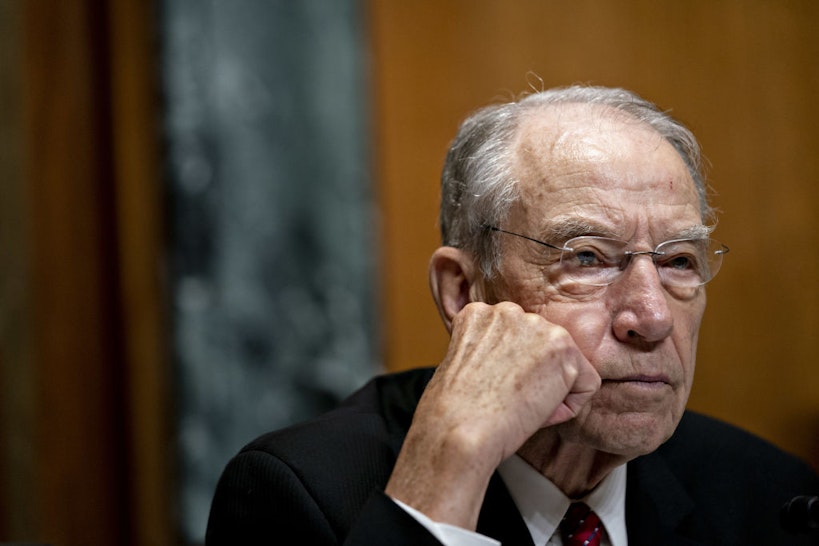 Senator Chuck Grassley, a Republican from Iowa and chairman of the Senate Finance Committee, listens during a hearing in Washington, D.C., U.S., on Tuesday, July 30, 2019. Grassley praised negotiations between House Democrats and U.S. Trade Representative Robert Lighthizer to build support for the U.S.-Mexico-Canada agreement, President Donald Trump's proposed overhaul of the Nafta trade deal.