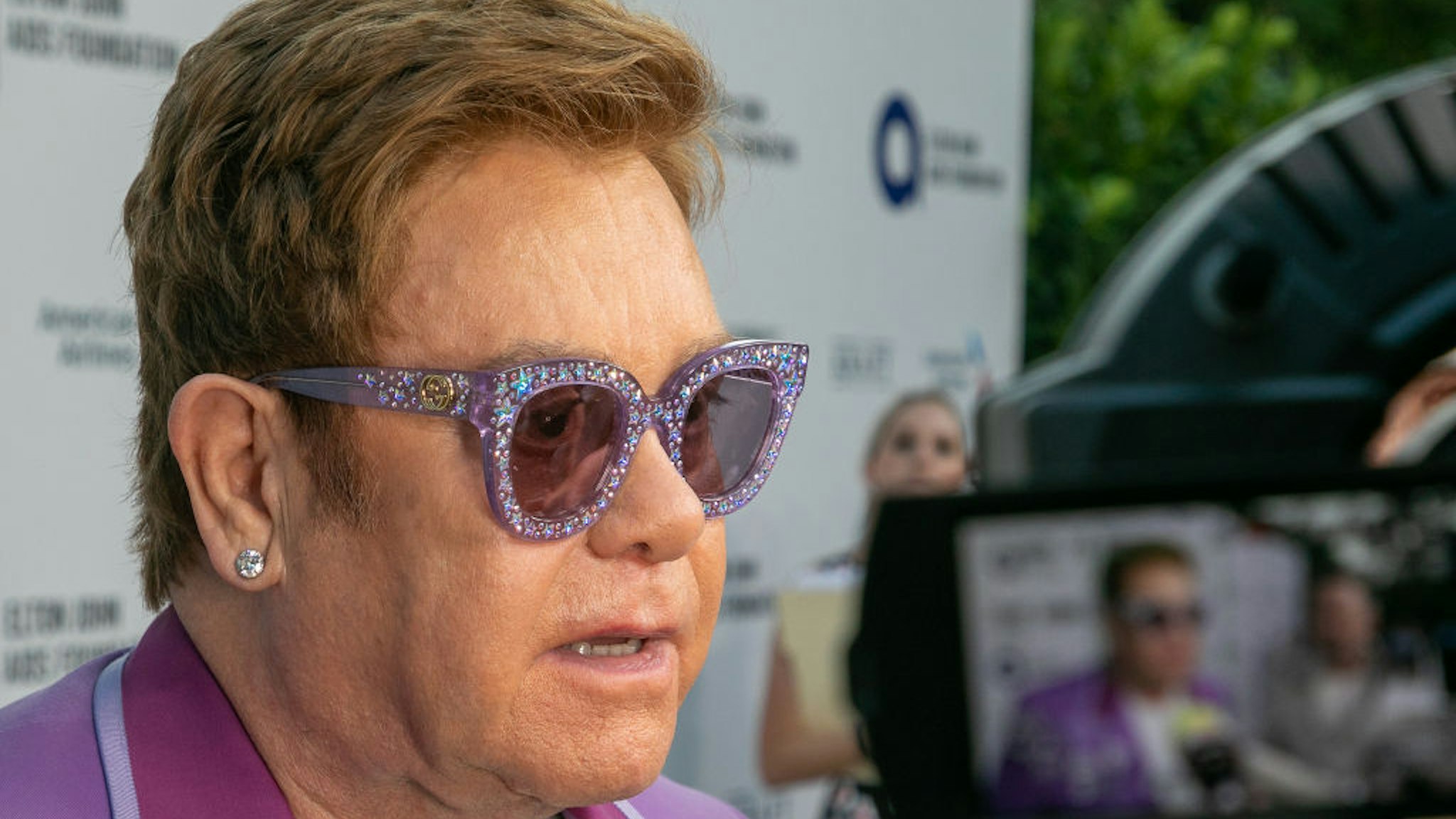 Singer Elton John attends the first “Midsummer Party” hosted by Elton John and David Furnish to raise funds for the Elton John Aids Foundation on July 24, 2019 in Antibes, France.