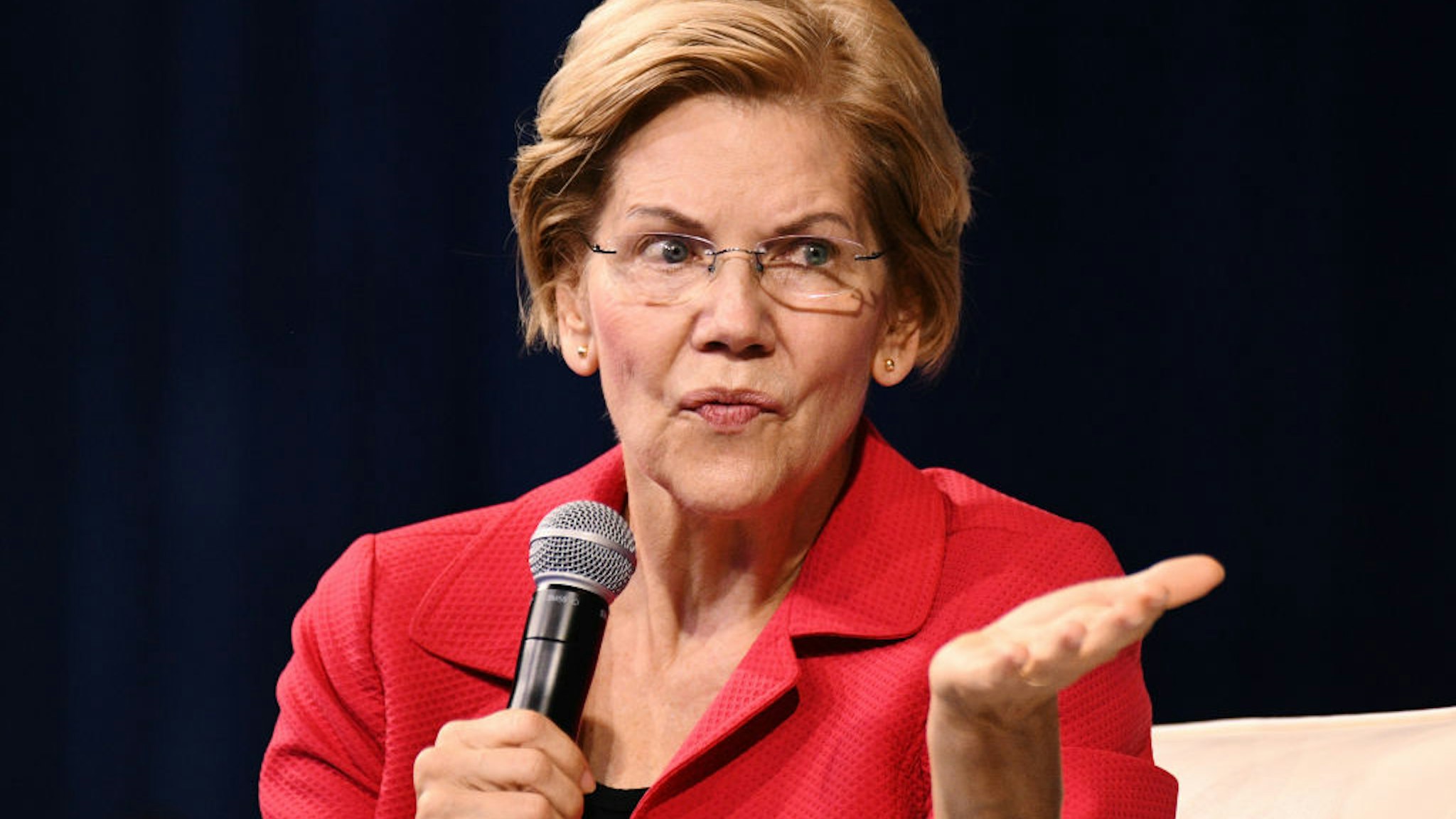 Senator Elizabeth Warren, a Democrat from Massachusetts and 2020 presidential candidate, speaks during the Presidential Gun Safety Forum in Las Vegas, Nevada, U.S., on Wednesday, Oct. 2, 2019.