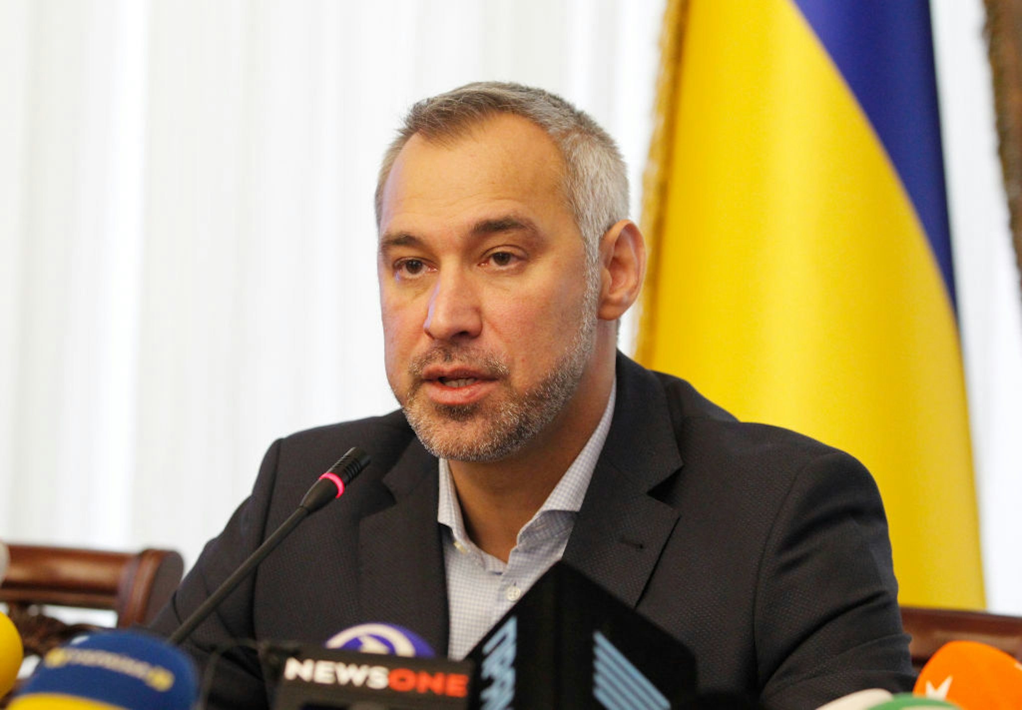 Prosecutor General of Ukraine Ruslan Riaboshapka speaks during a press-conference about the reform of the prosecution authorities in Kyiv, Ukraine, on 4 October, 2019.