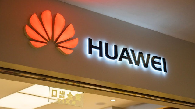 Chinese multinational technology company, Huawei logo seen in Shenzhen.