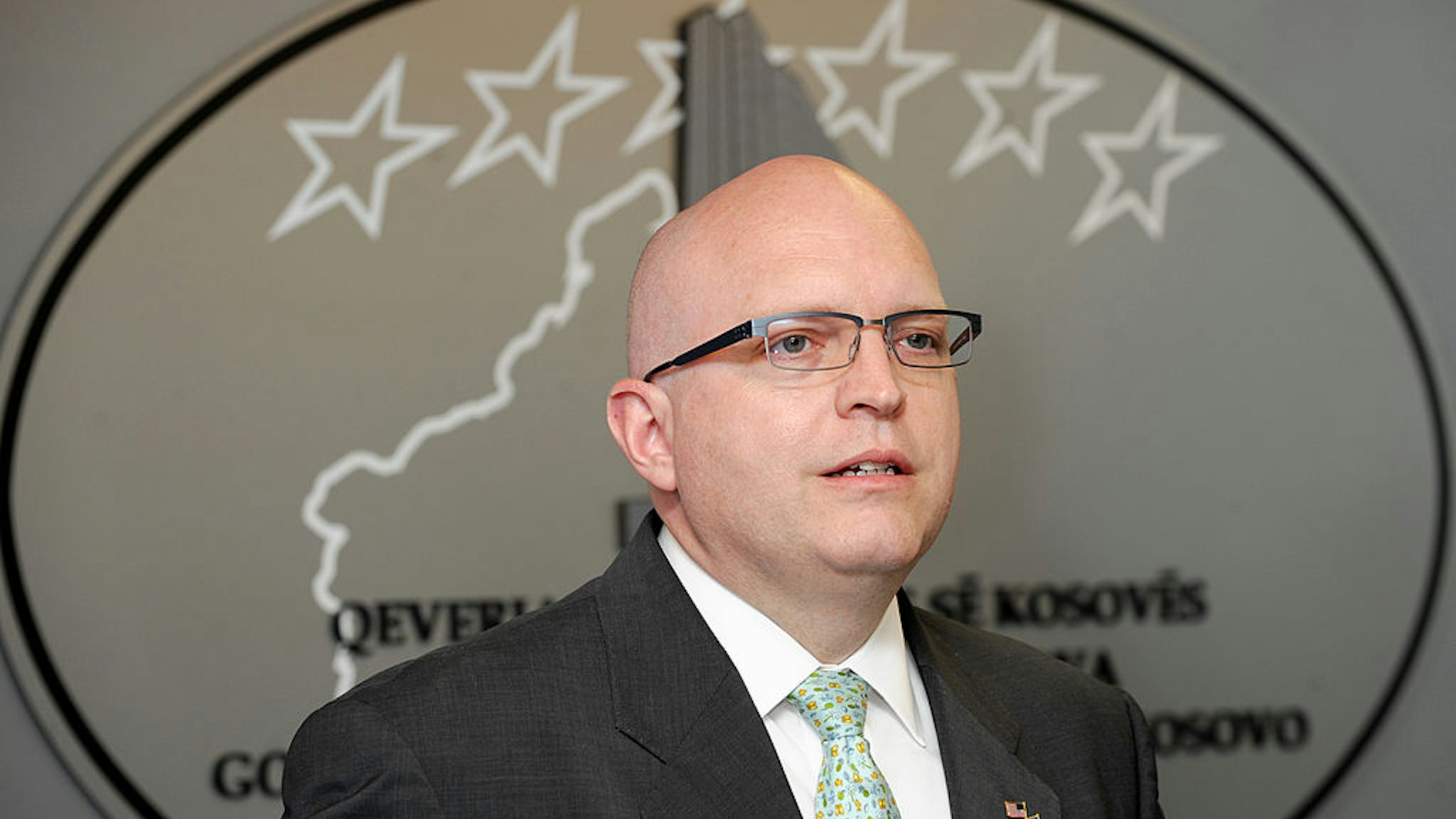 US Deputy Assistant Secretary of State Philip Reeker addresses the media during a press conference with Kosovo Prime Minister in Pristina on July 5, 2013 .