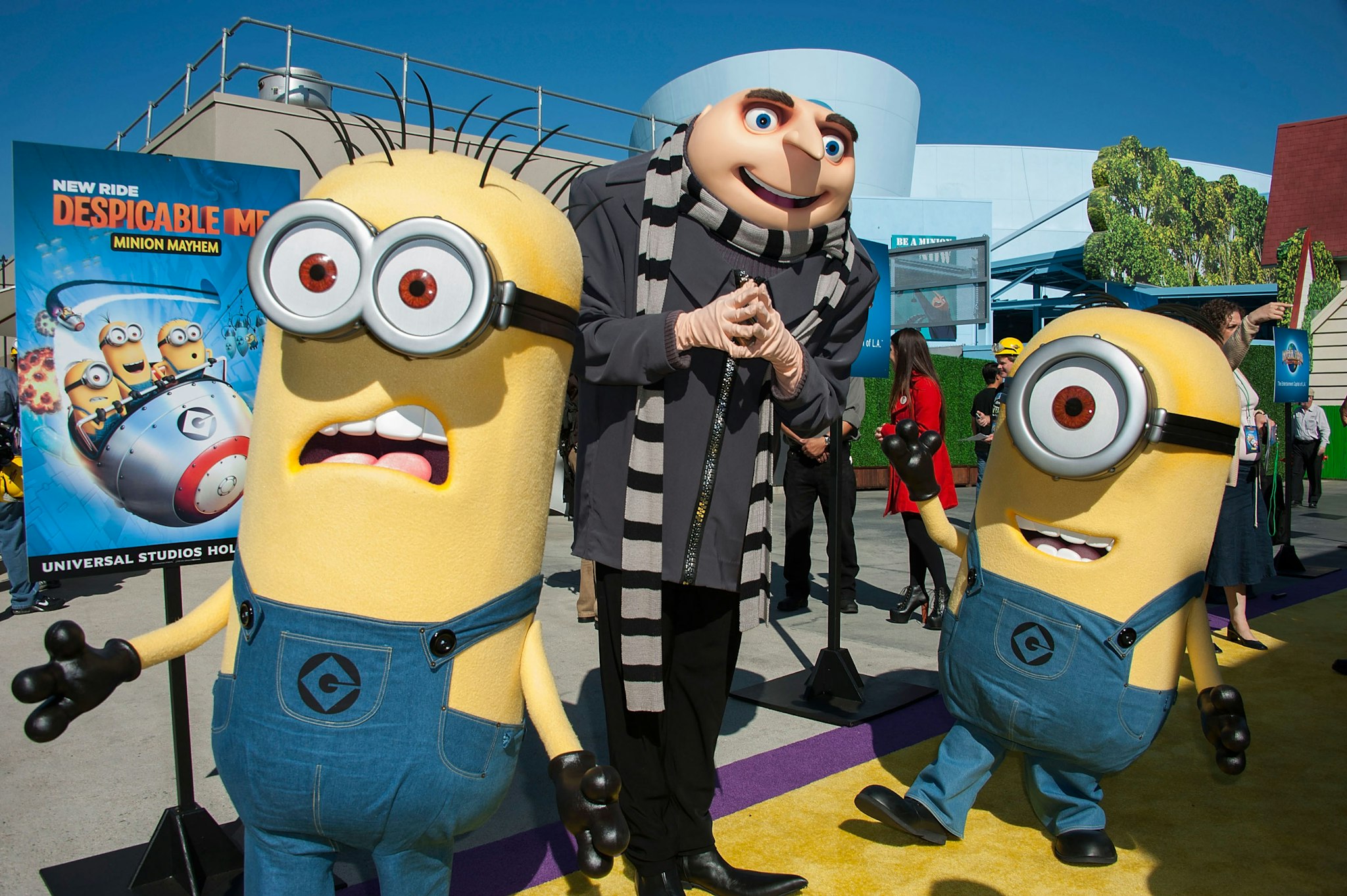 Gru and his Minion attends Universal Studios Hollywood Celebrates The Premiere Of New 3D Ultra HD digital Animation Adventure "Despicable Me Minion Mayhem" at Universal Studios Hollywood on April 11, 2014 in Universal City, California. (Photo by Valerie Macon/Getty Images)