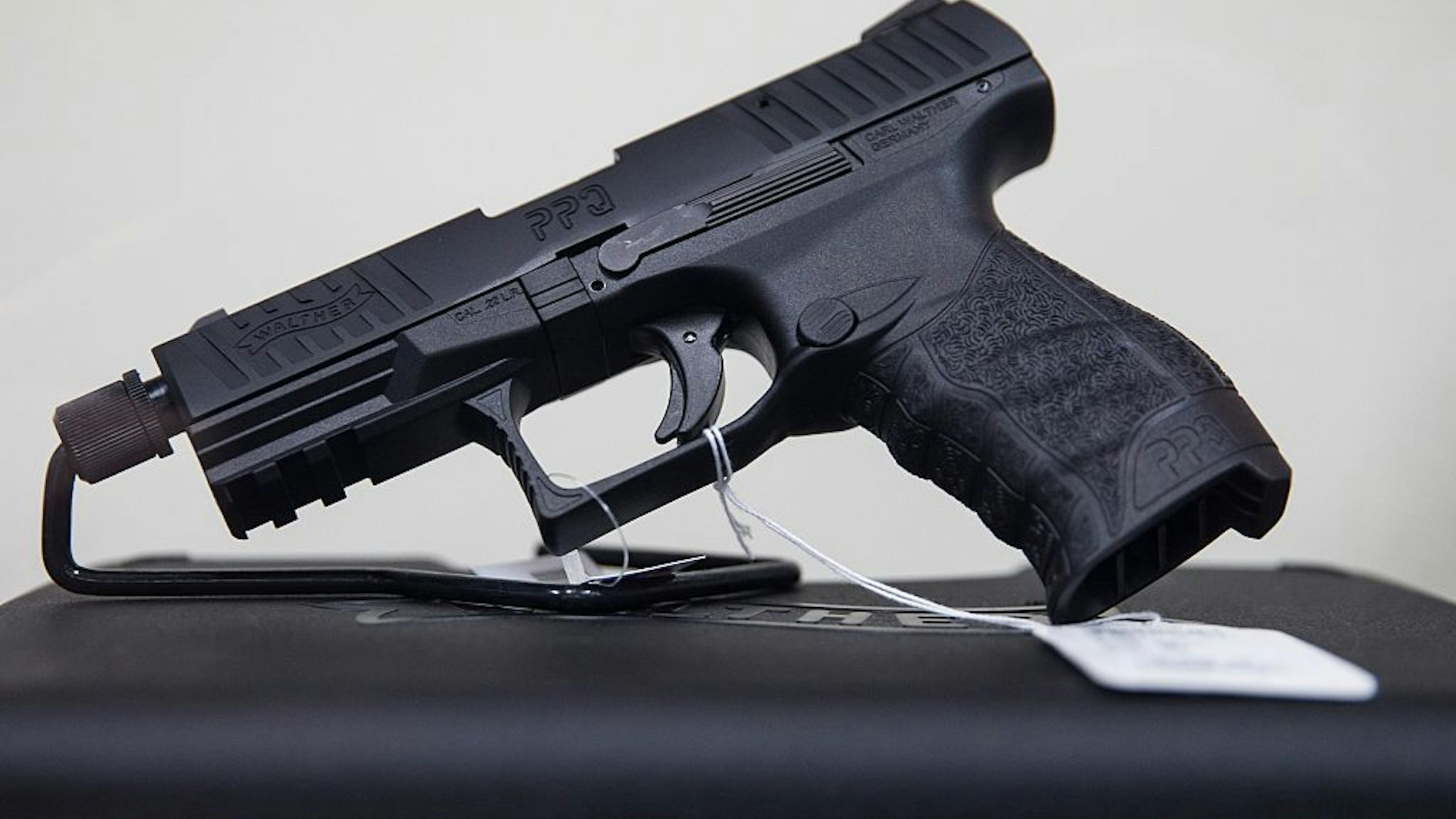 A Walther PPQ pistol for sale at Blue Ridge Arsenal in Chantilly, Va., USA on January 9, 2015.