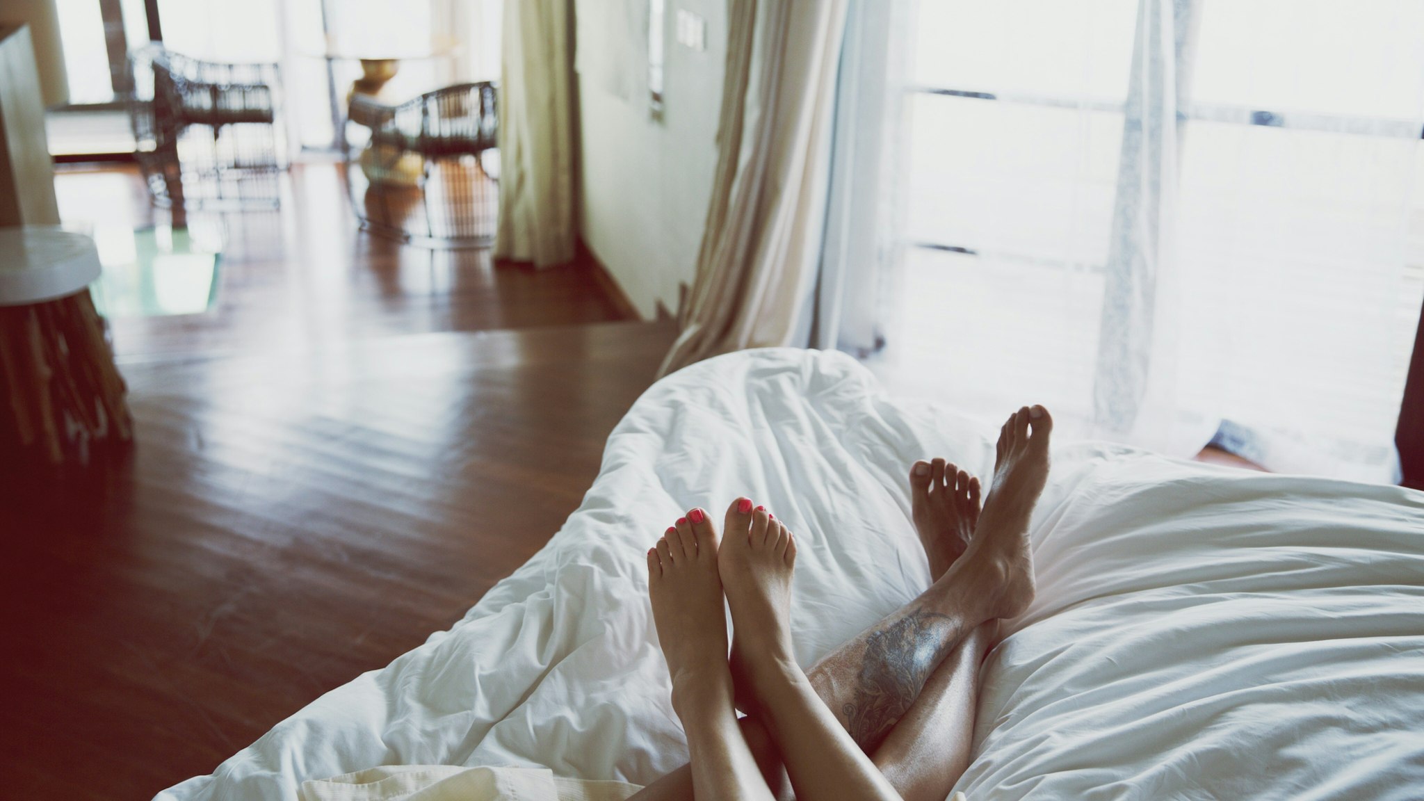 Couple In Bed - stock photo