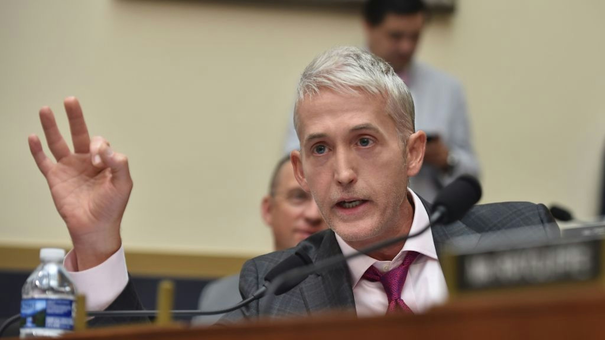 US Representative for South Carolina, Trey Gowdy, asks a question during a congressional House Judiciary Committee hearing on "Oversight of FBI and DOJ Actions Surrounding the 2016 Election," in Washington, DC, on June 28 2018.