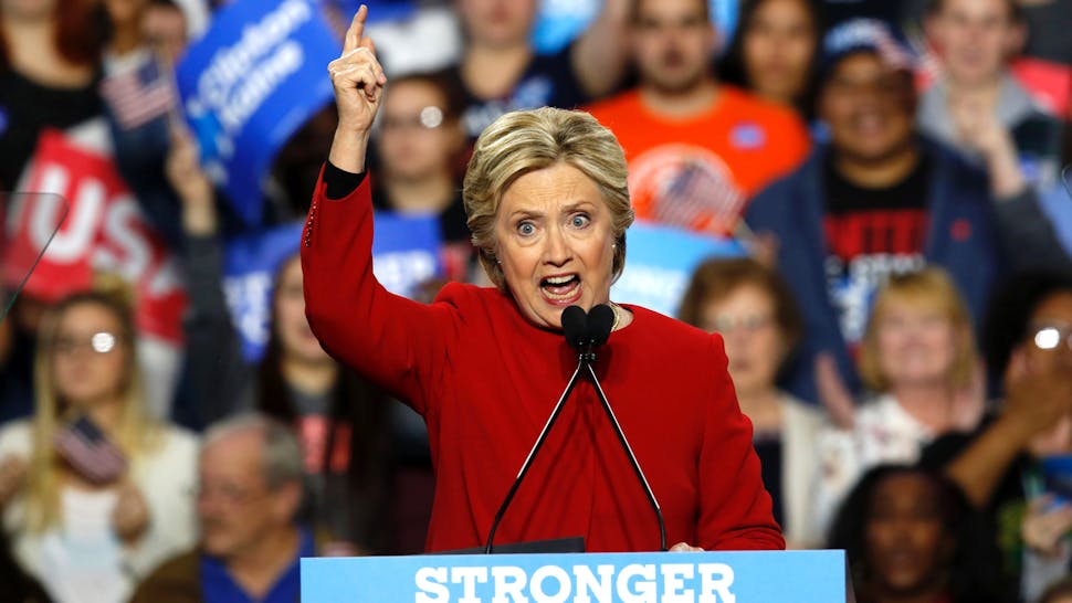 Hillary Clinton Democratic presidential nominee Hillary Clinton speaks during a rally at the Grand Valley State University Fieldhouse November 7, 2016 in Allendale, Michigan.