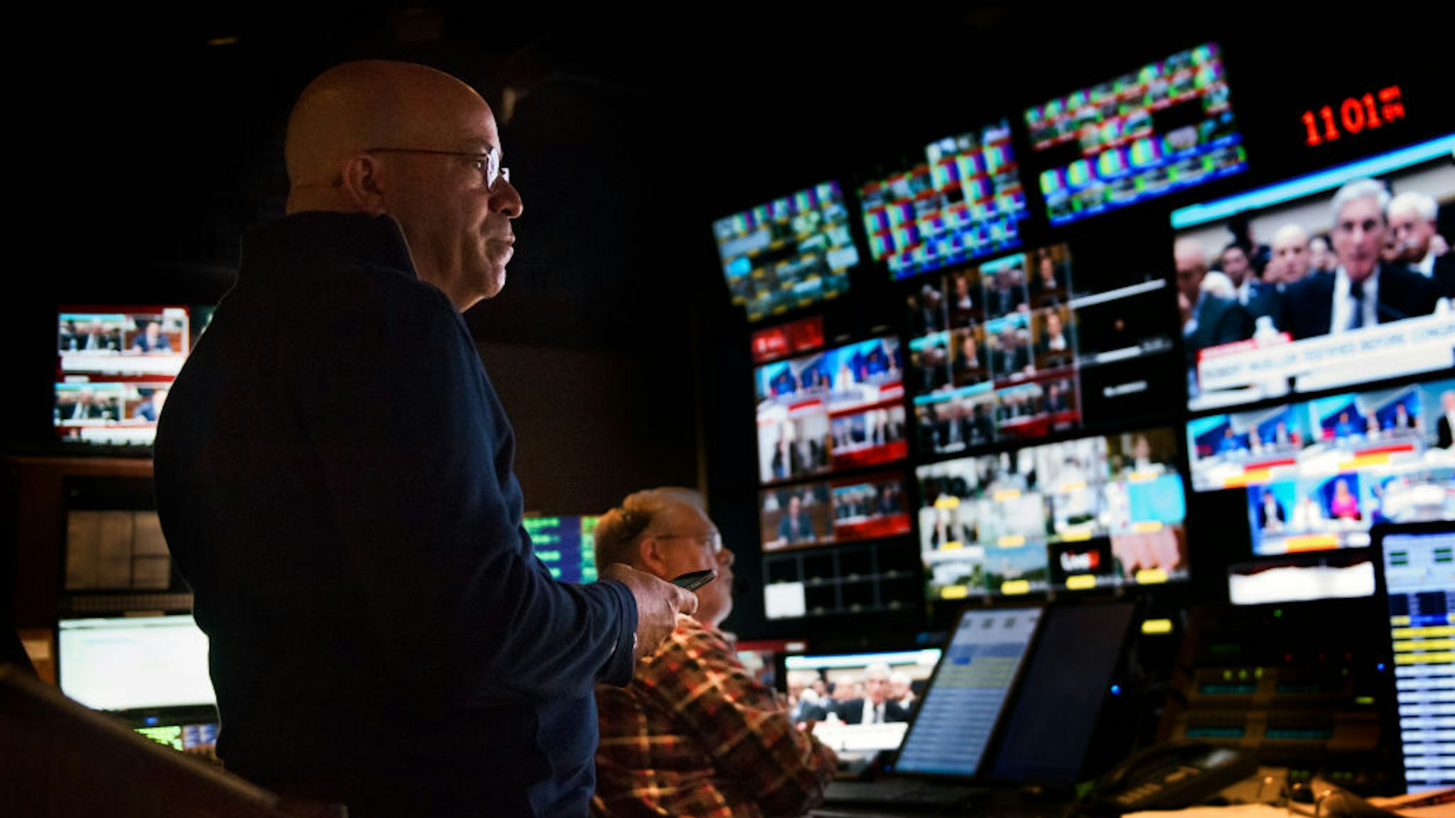 CNN President Jeff Zucker, in the network control room during the Mueller hearings, on July, 22, 2019 in Washington, DC. (Photo by Bill O'Leary/The Washington Post)