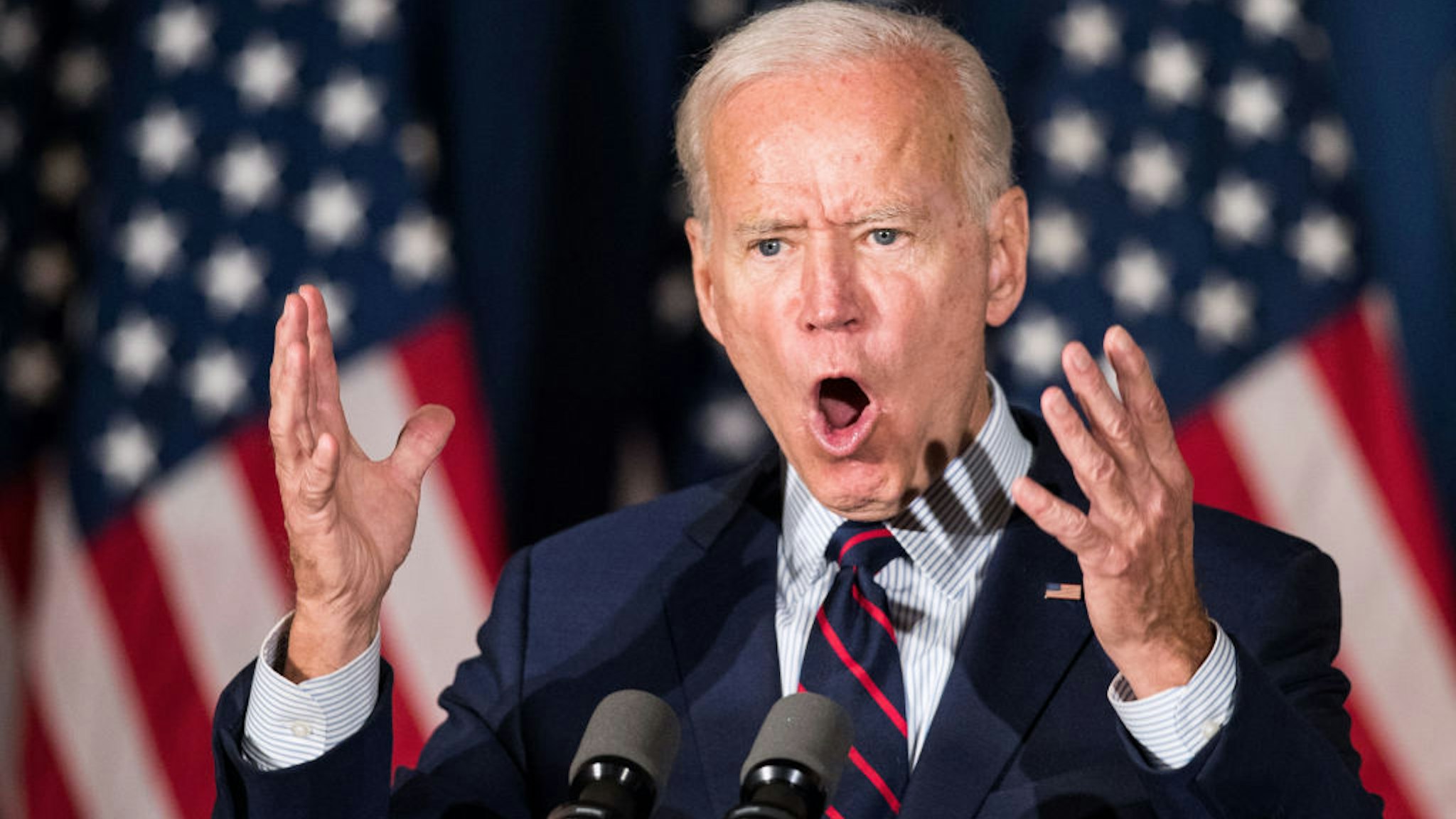 Democratic presidential candidate, former Vice President Joe Biden speaks during a campaign event on October 9, 2019 in Rochester, New Hampshire. For the first time, Biden has publicly called for President Trump to be impeached. (Photo by Scott Eisen/Getty Images)