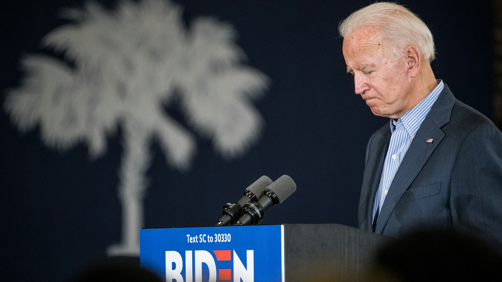 Democratic presidential candidate, former vice President Joe Biden addresses a crowd at Wilson High School on October 26, 2019 in Florence, South Carolina. Many presidential hopefuls campaigned in the early primary state over the weekend, scheduling stops around a criminal justice forum in the state capital.