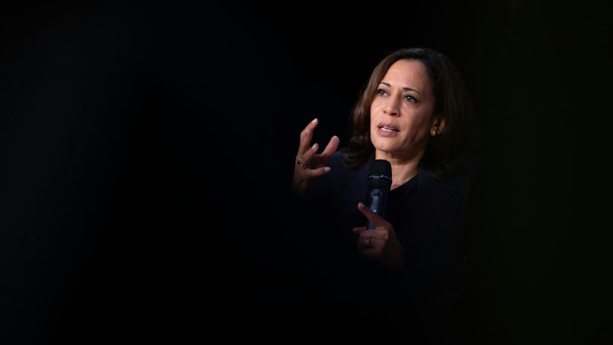 Kamala Harris speaks during the Second Step Presidential Justice Forum at Benedict College