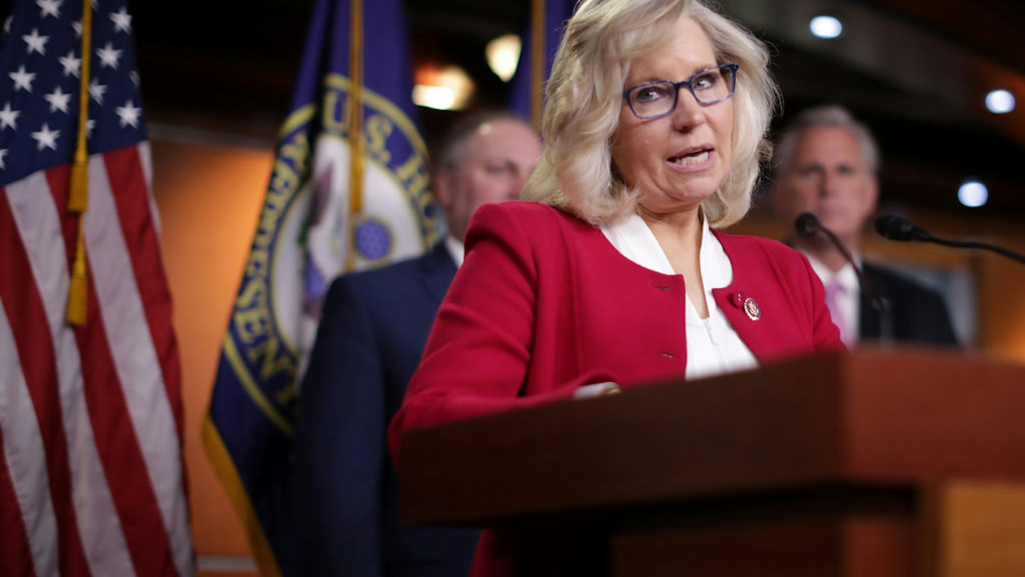Liz Cheney and fellow GOP House leaders hold a news conference