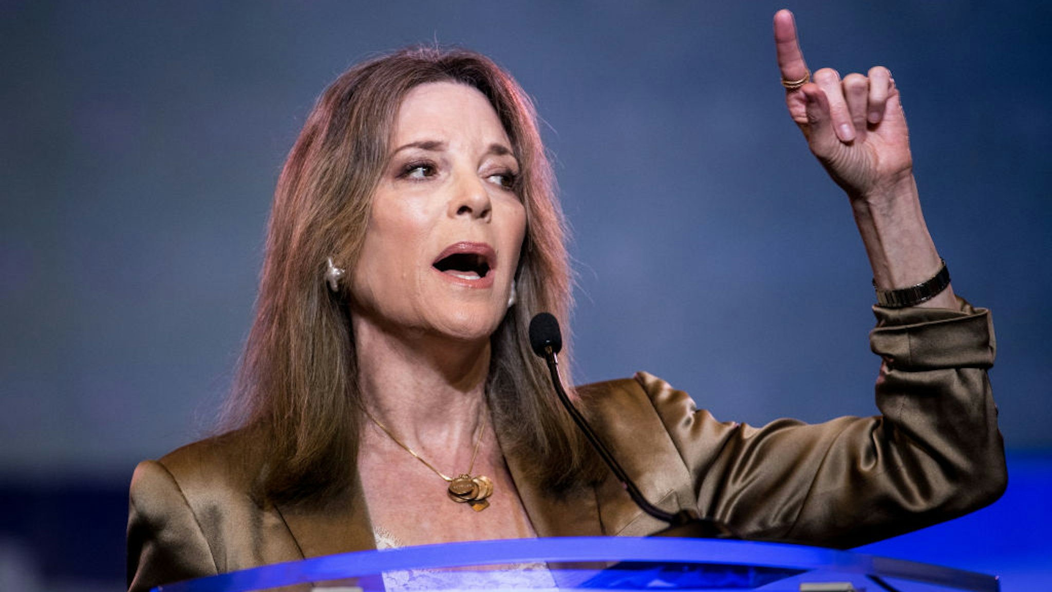 Marianne Williamson addresses the crowd at the 2019 South Carolina Democratic Party State Convention