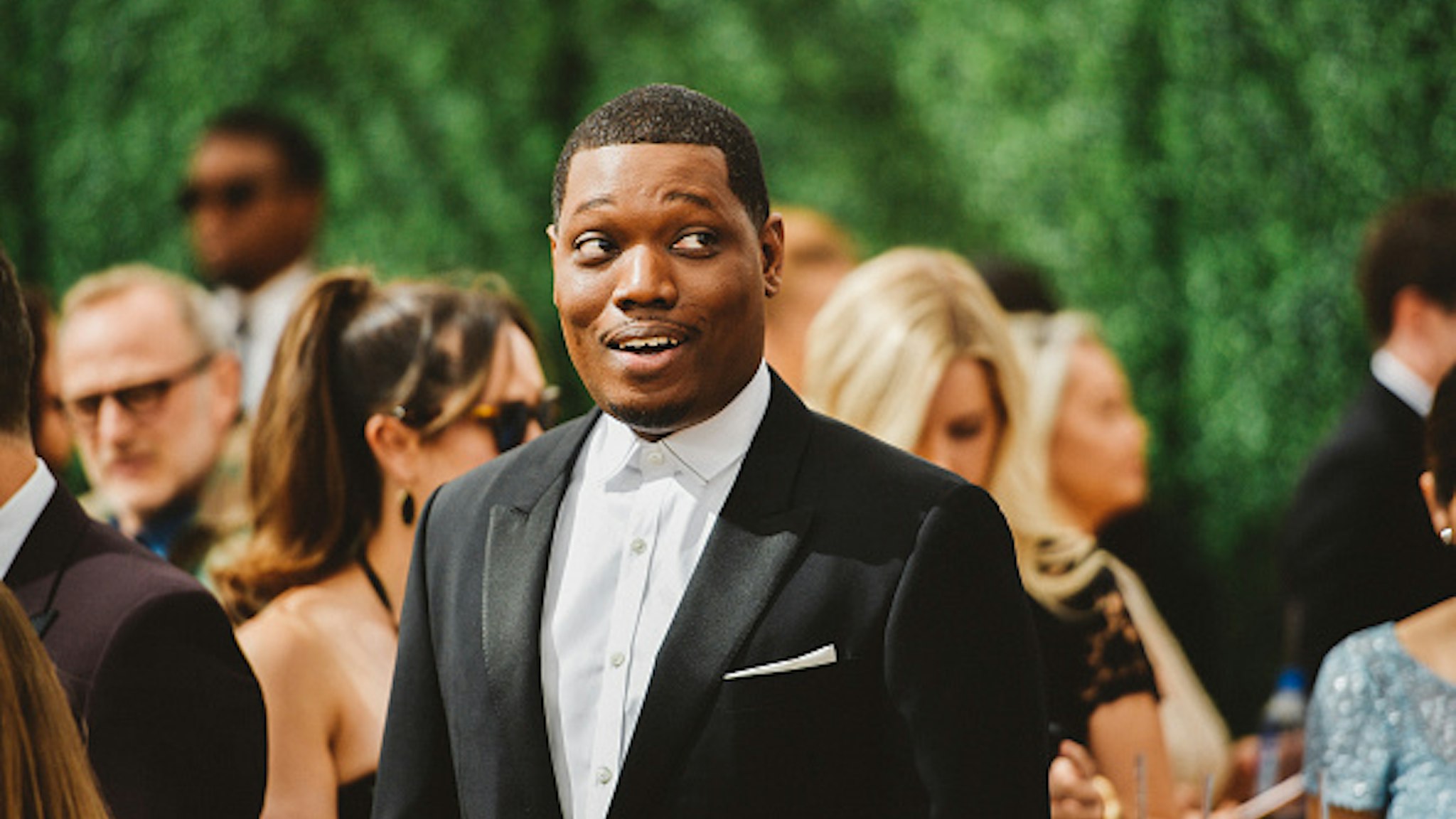 LOS ANGELES, CA - SEPTEMBER 17: (EDITORS NOTE: Image has been digitally enhanced) Michael Che arrives at the 70th Emmy Awards on September 17, 2018 in Los Angeles, California.