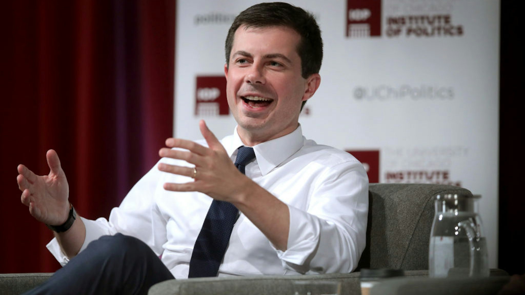 Pete Buttigieg answers questions during a visit to the University of Chicago