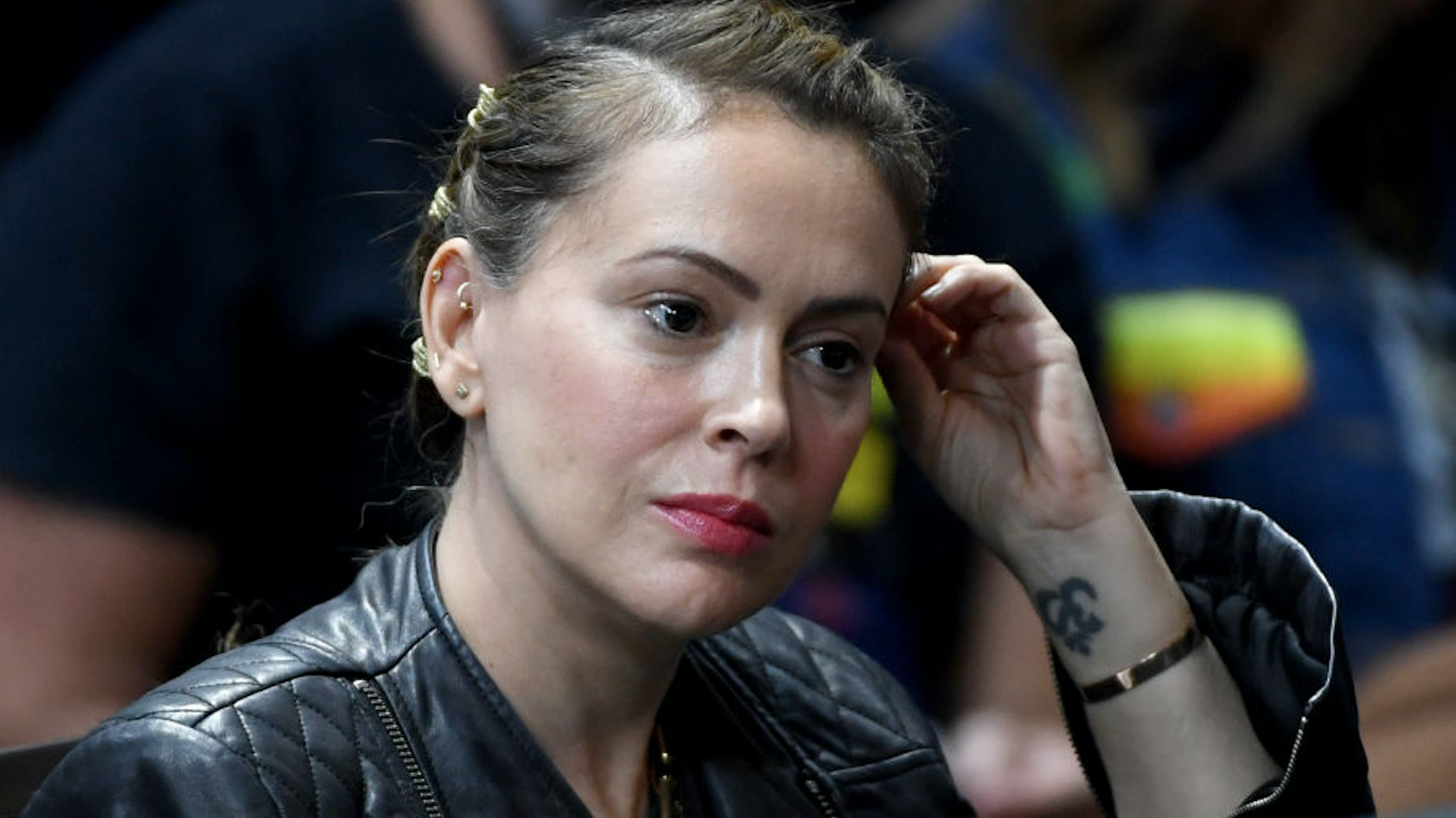 Actress Alyssa Milano attends the 2020 Gun Safety Forum hosted by gun control activist groups Giffords and March for Our Lives at Enclave on October 2, 2019 in Las Vegas, Nevada.