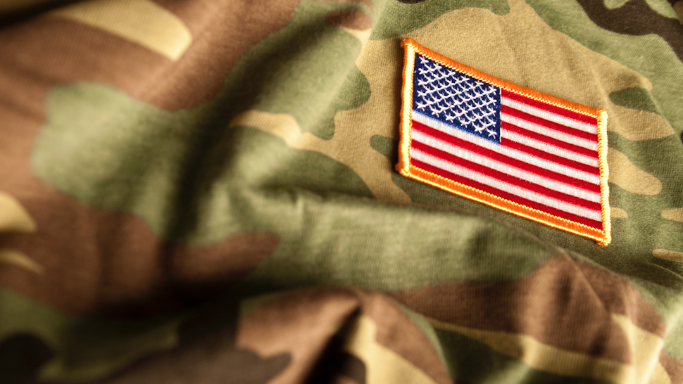 American Flag and Camoflage (Military Series) - stock photo