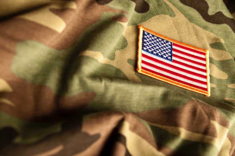 American Flag and Camoflage (Military Series) - stock photo