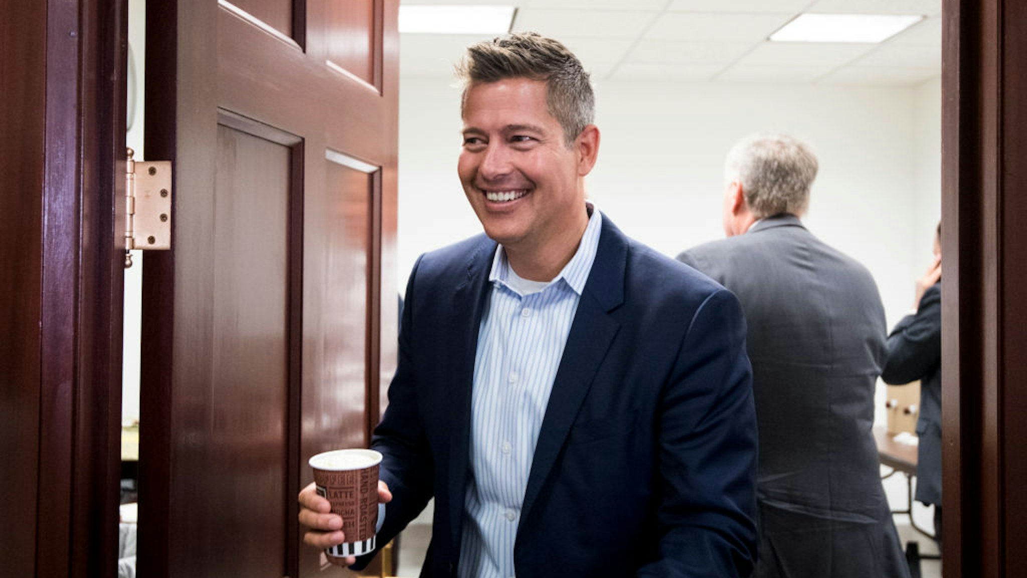 Sean Duffy leaves the House Republican Conference meeting in the Capitol