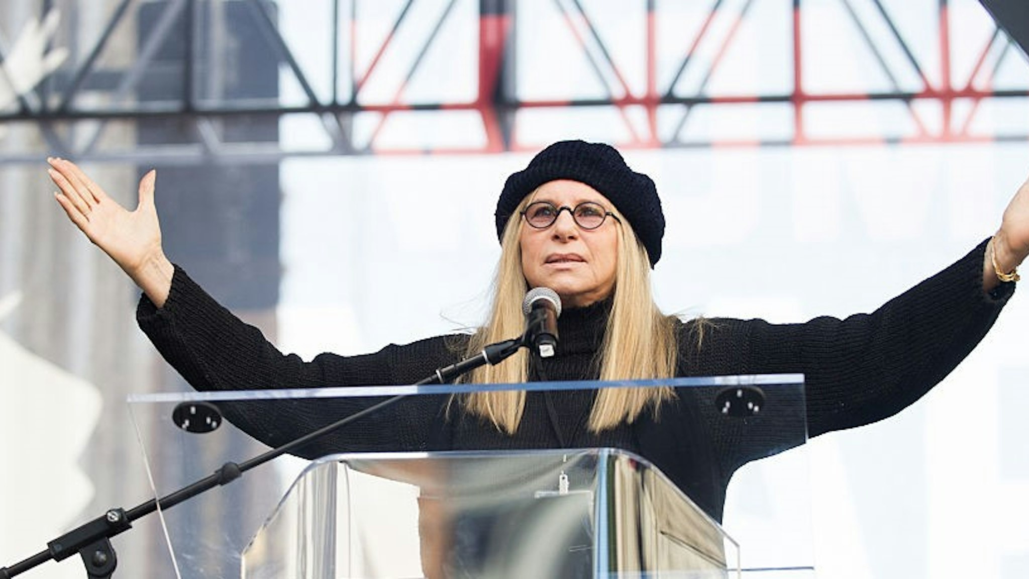 Actress Barbra Streisand speaks onstage at the women's march in Los Angeles on January 21, 2017 in Los Angeles, California. (Photo by Emma McIntyre/Getty Images)