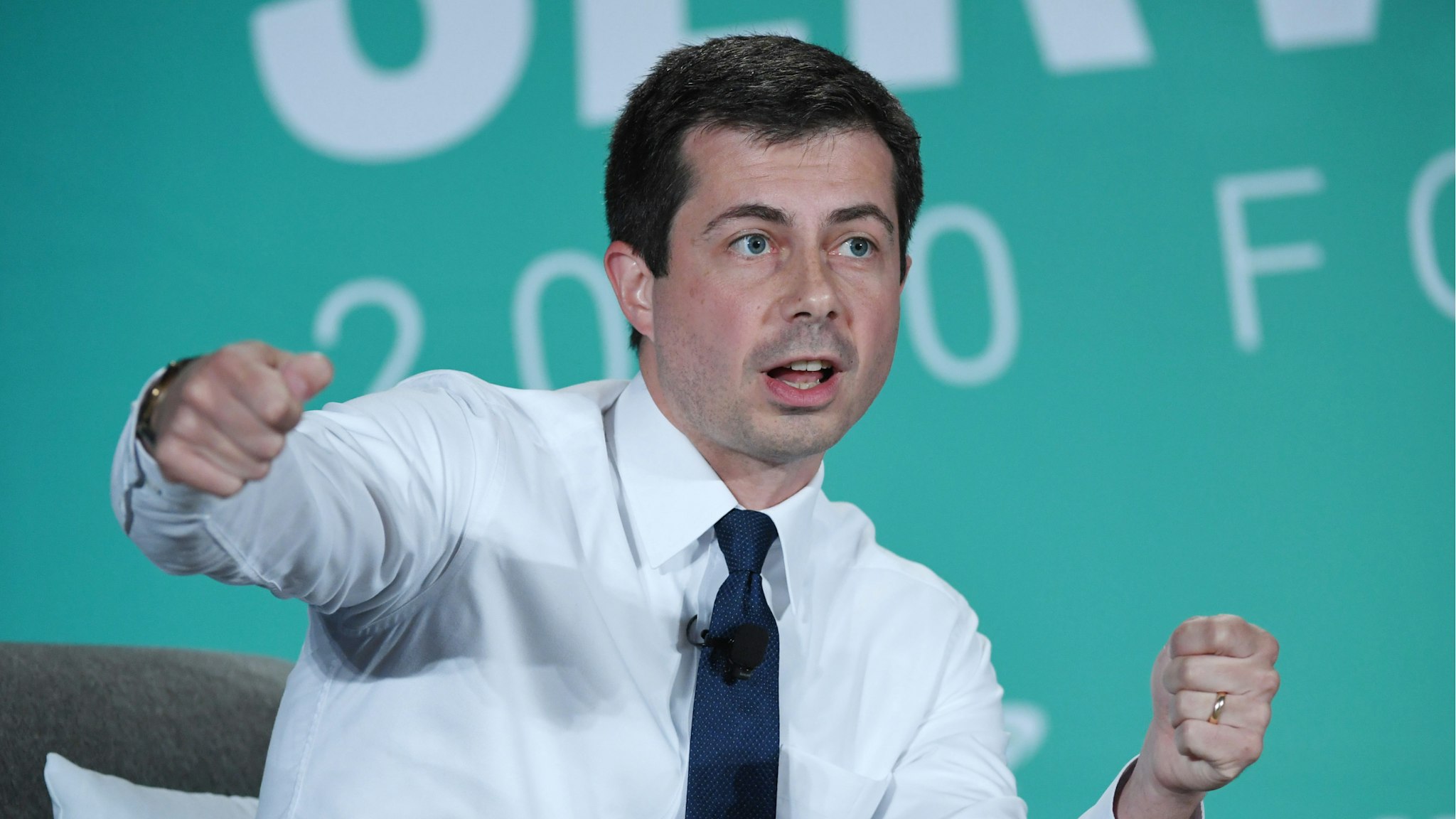 Democratic presidential candidate and South Bend, Indiana Mayor Pete Buttigieg speaks during the 2020 Public Service Forum hosted by the American Federation of State, County and Municipal Employees (AFSCME) at UNLV on August 3, 2019 in Las Vegas, Nevada.