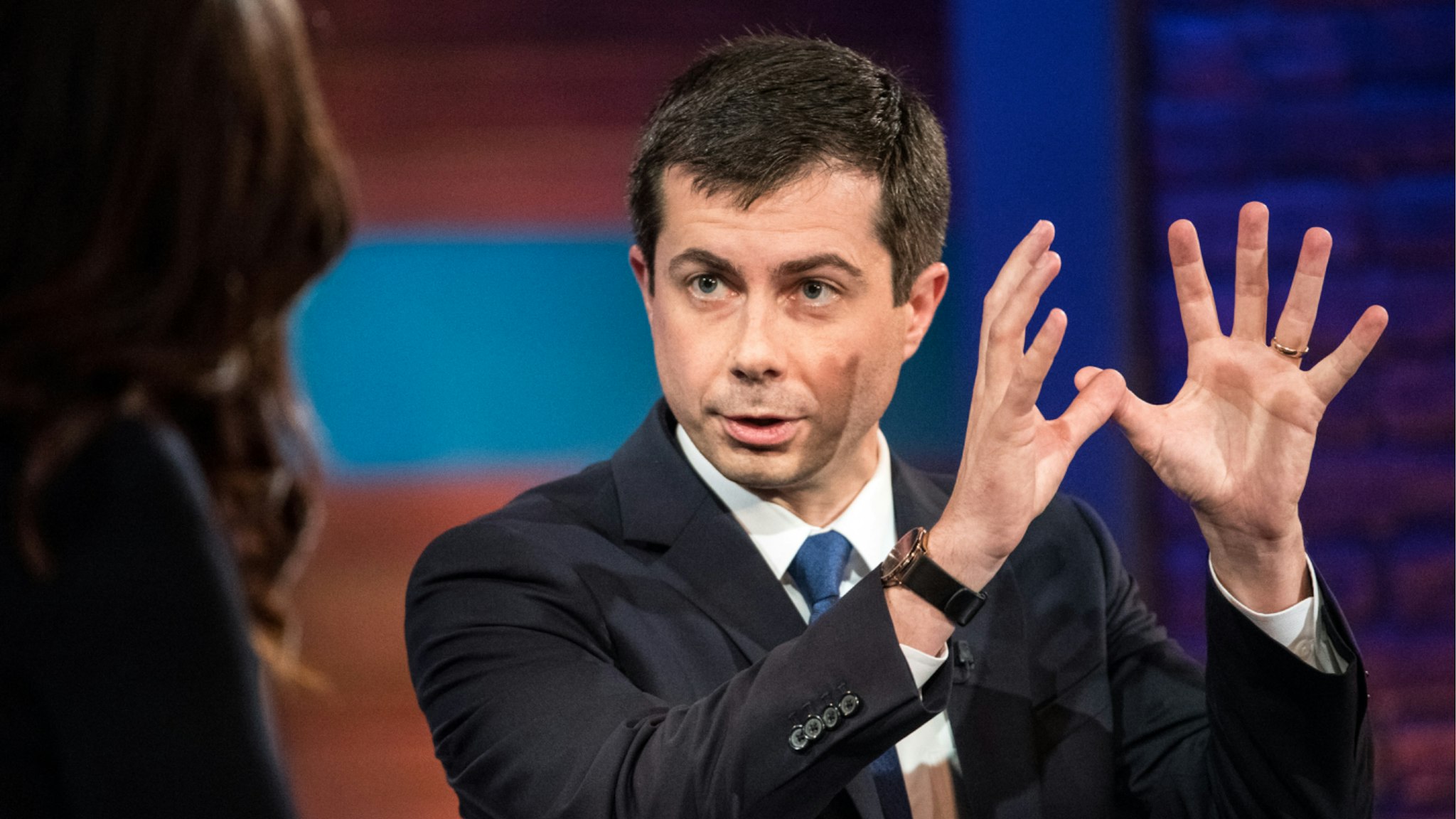 Democratic presidential candidate South Bend Mayor Pete Buttigieg participates in the Black Economic Alliance Forum at the Charleston Music Hall on June 15, 2019 in Charleston, South Carolina.