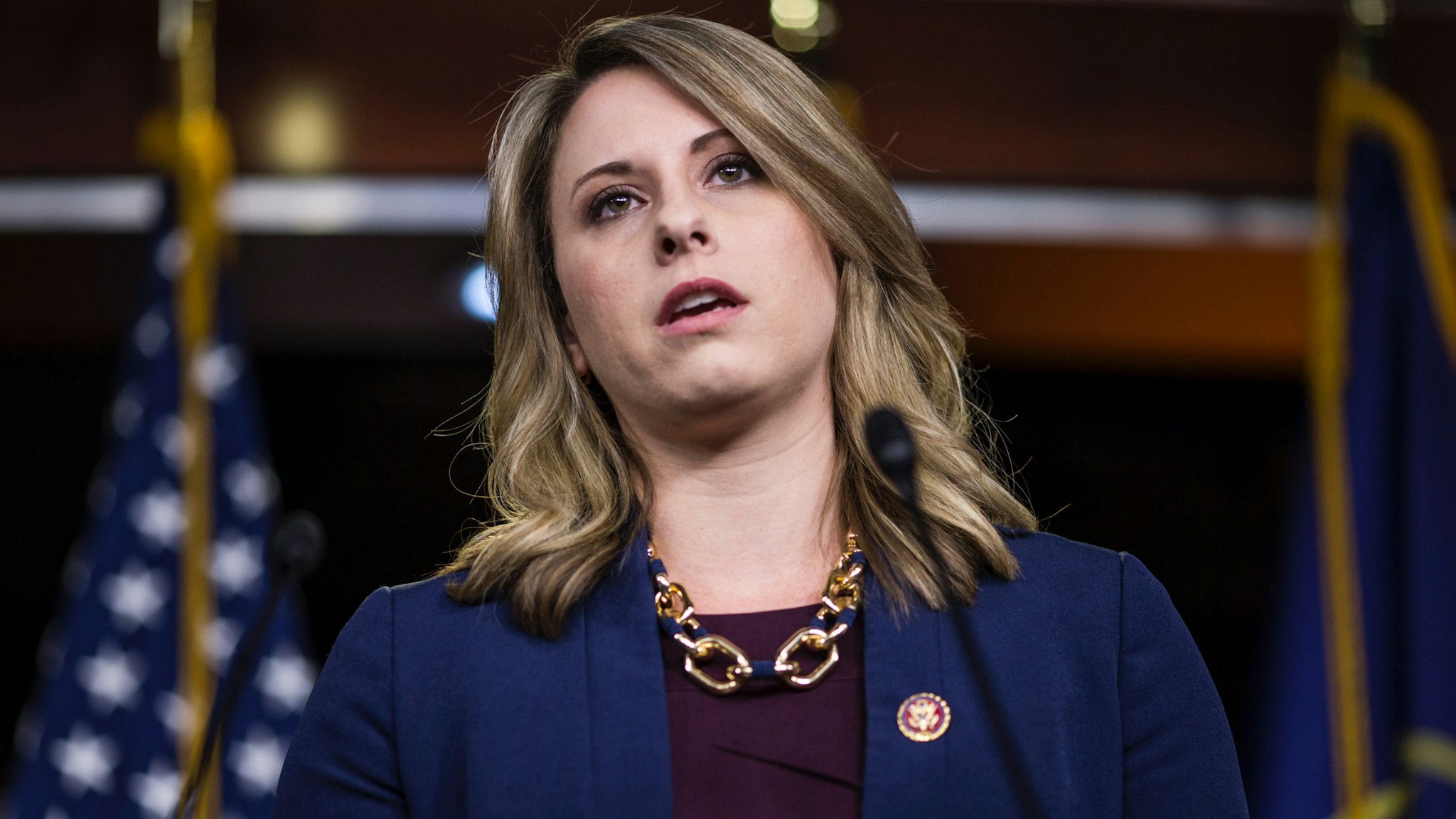 Rep. Katie Hill (D-CA) speaks during a news conference on April 9, 2019 in Washington, DC.