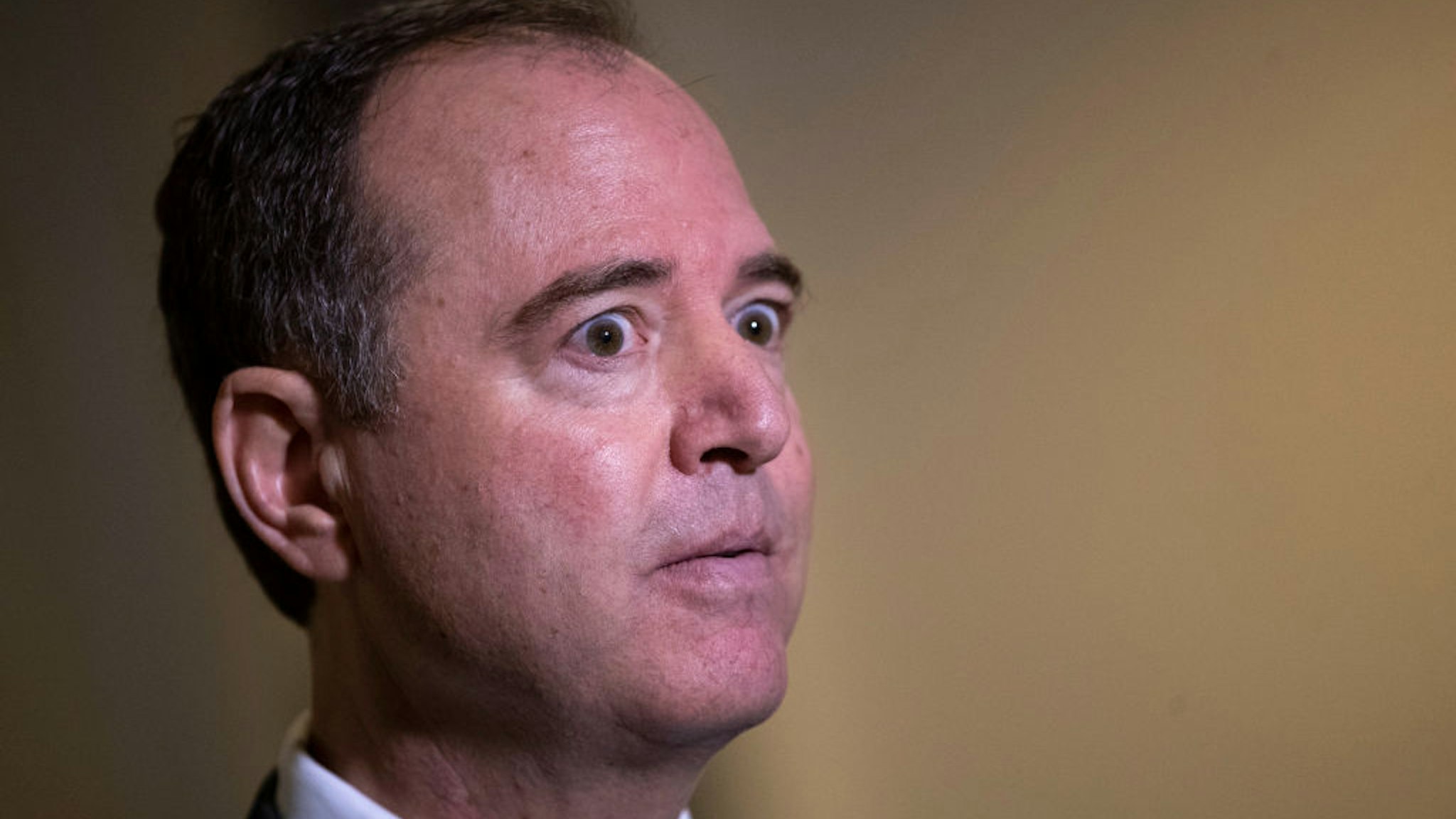 Adam Schiff speaks to reporters following a closed-door hearing with the House Intelligence, Foreign Affairs and Oversight committees