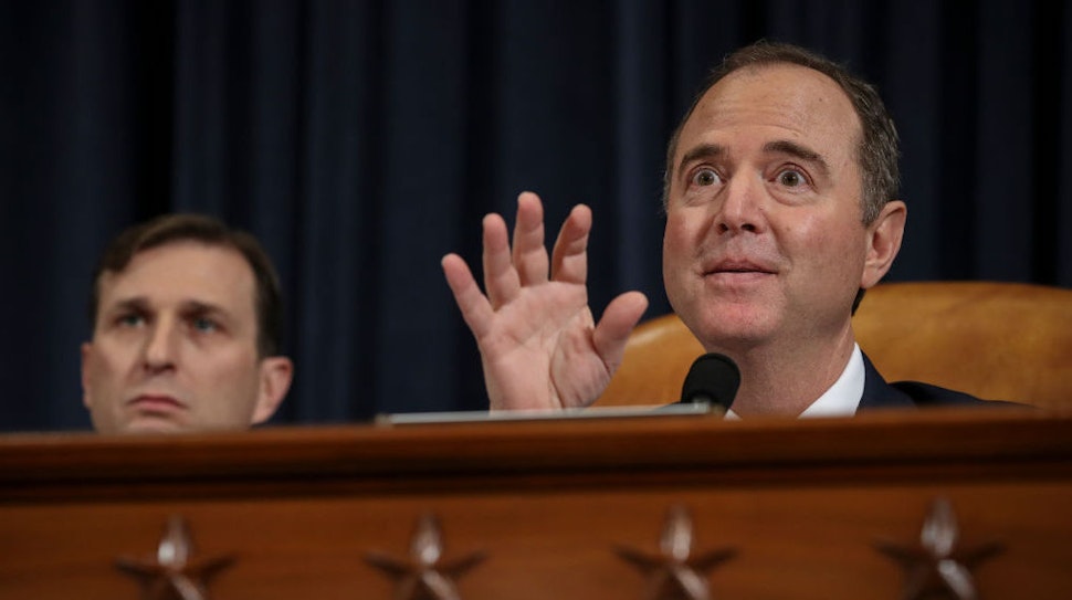 Committee chairman Rep. Adam Schiff (D-CA) delivers his closing statement following testimony from former U.S. Ambassador to Ukraine Marie Yovanovitch before the House Intelligence Committee in the Longworth House Office Building on Capitol Hill November 15, 2019 in Washington, DC. In the second impeachment hearing held by the committee, House Democrats continue to build a case against U.S. President Donald Trumps efforts to link U.S. military aid for Ukraine to the nations investigation of his political rivals. (Photo by Drew Angerer/Getty Images)