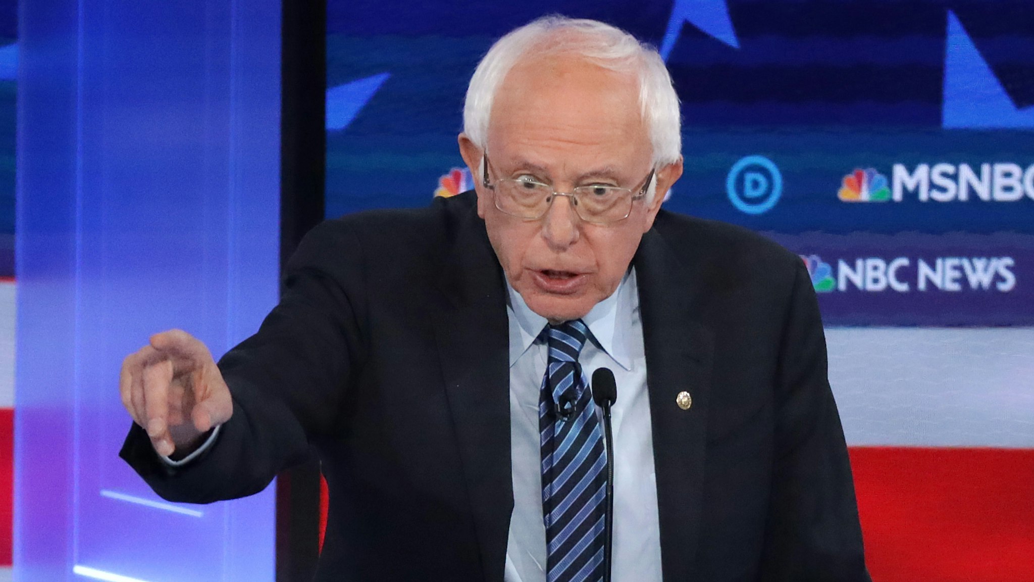 ATLANTA, GEORGIA - NOVEMBER 20: Democratic presidential candidate Sen. Bernie Sanders (I-VT) speaks during the Democratic Presidential Debate at Tyler Perry Studios November 20, 2019 in Atlanta, Georgia. Ten Democratic presidential hopefuls were chosen from the larger field of candidates to participate in the debate hosted by MSNBC and The Washington Post.
