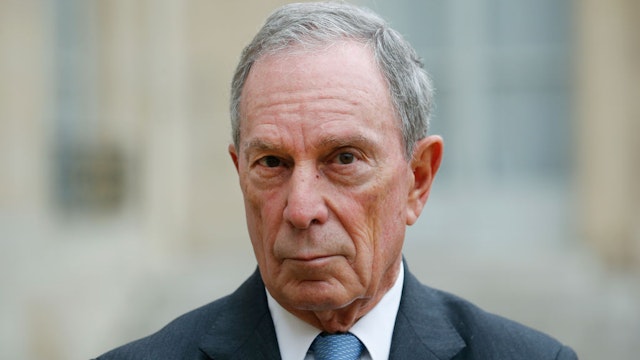 Michael Bloomberg makes a statement after his meeting with French President Francois Hollande