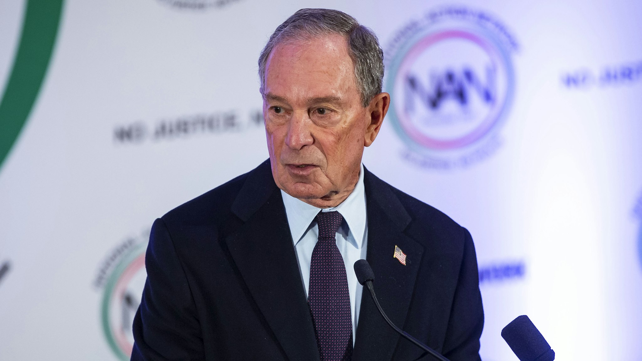 WASHINGTON, DC - JANUARY 21: Former New York City Mayor Michael Bloomberg speaks during the National Action Network Breakfast on January 21, 2019 in Washington, DC. Martin Luther King III was among the attendees.